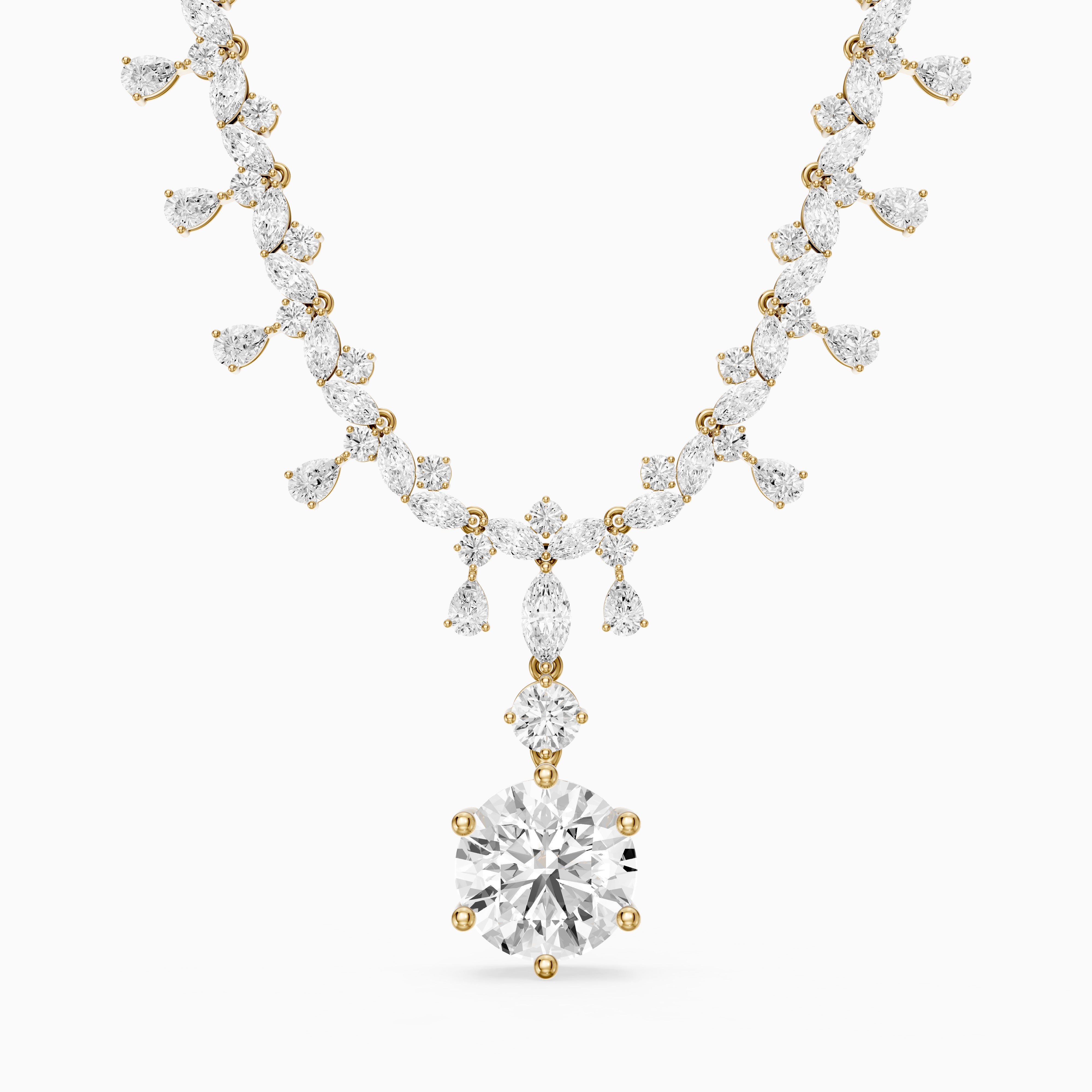 Valentina Mixed Shape Lab Diamond Necklace with Elegant Drop