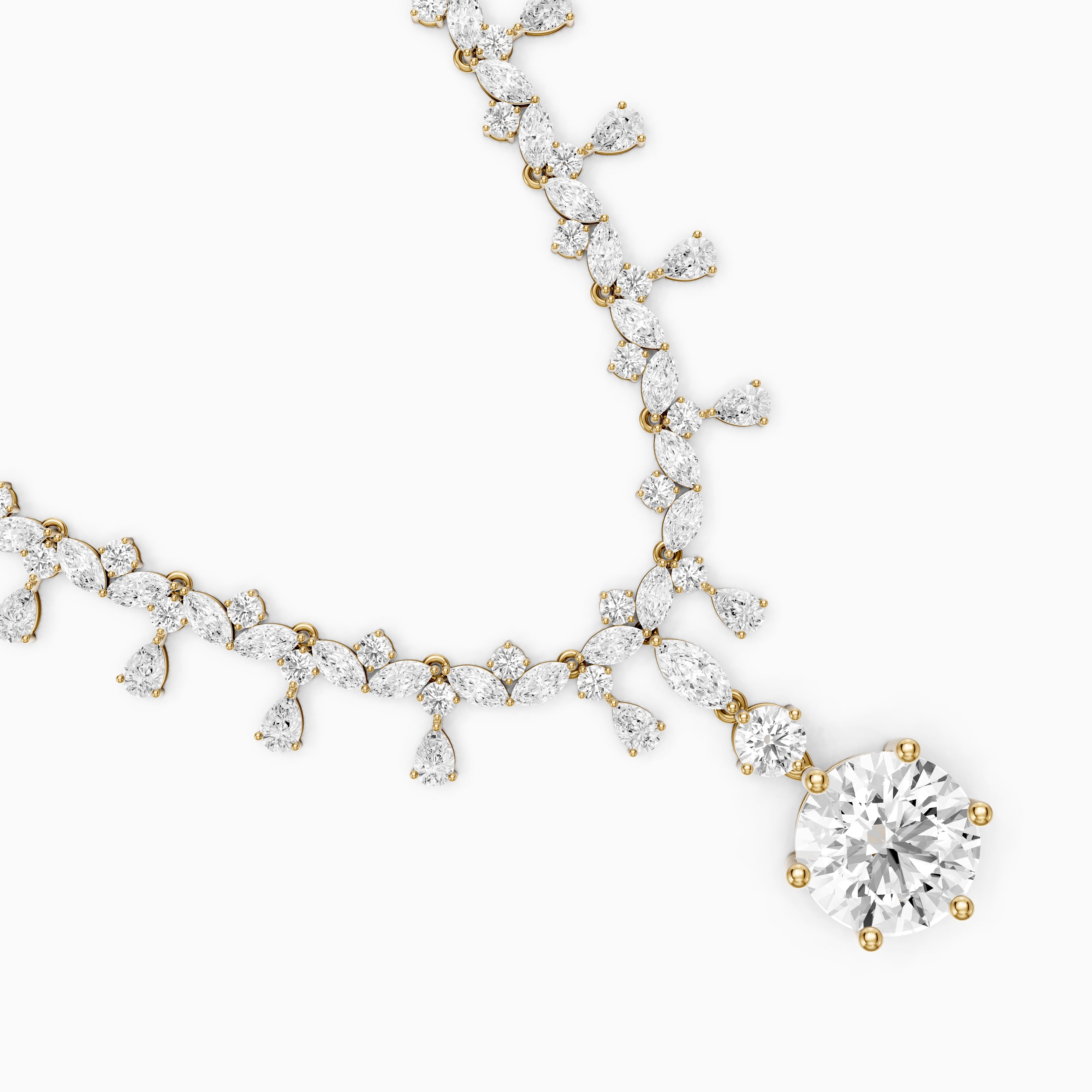 Valentina Mixed Shape Lab Diamond Necklace with Elegant Drop