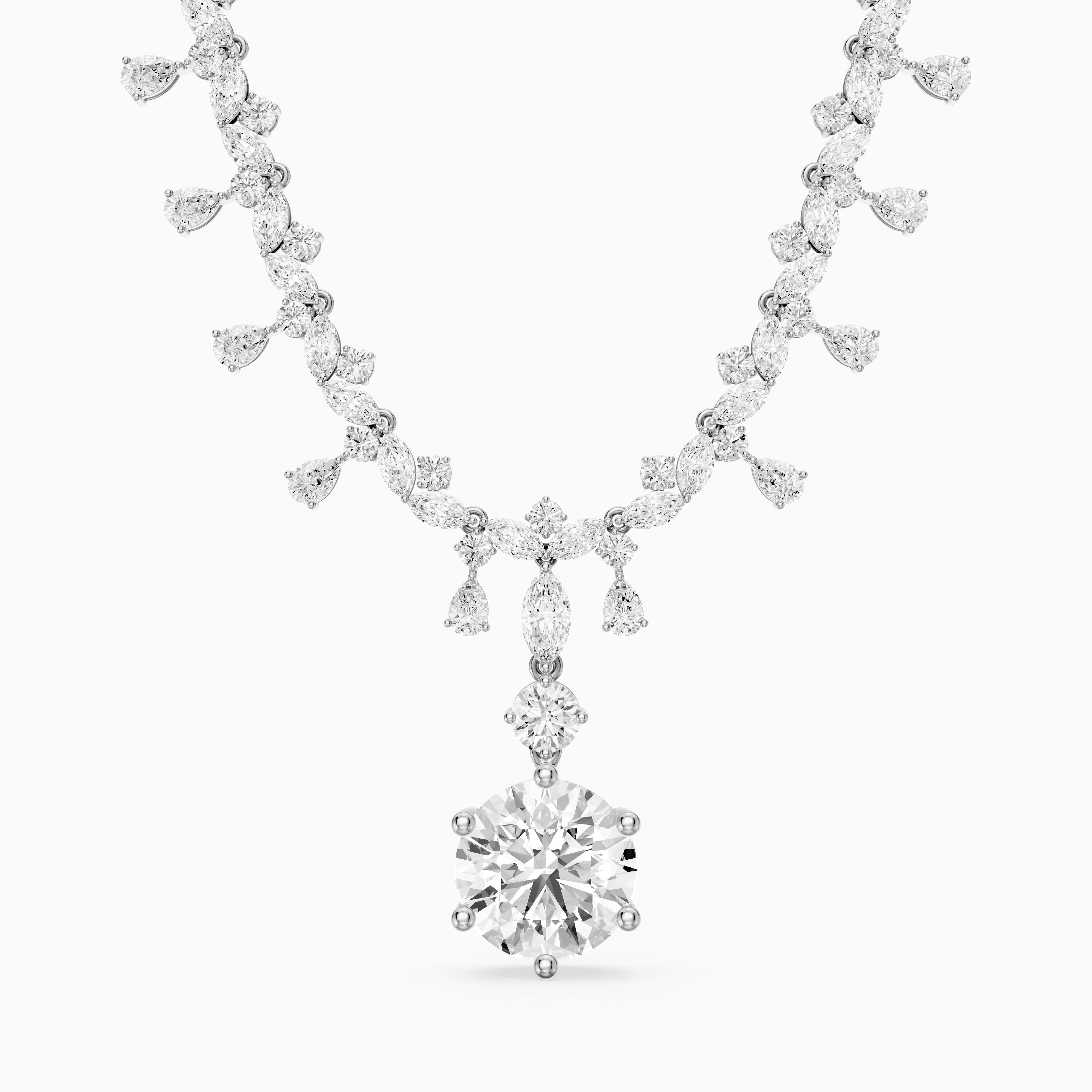 Valentina Mixed Shape Lab Diamond Necklace with Elegant Drop
