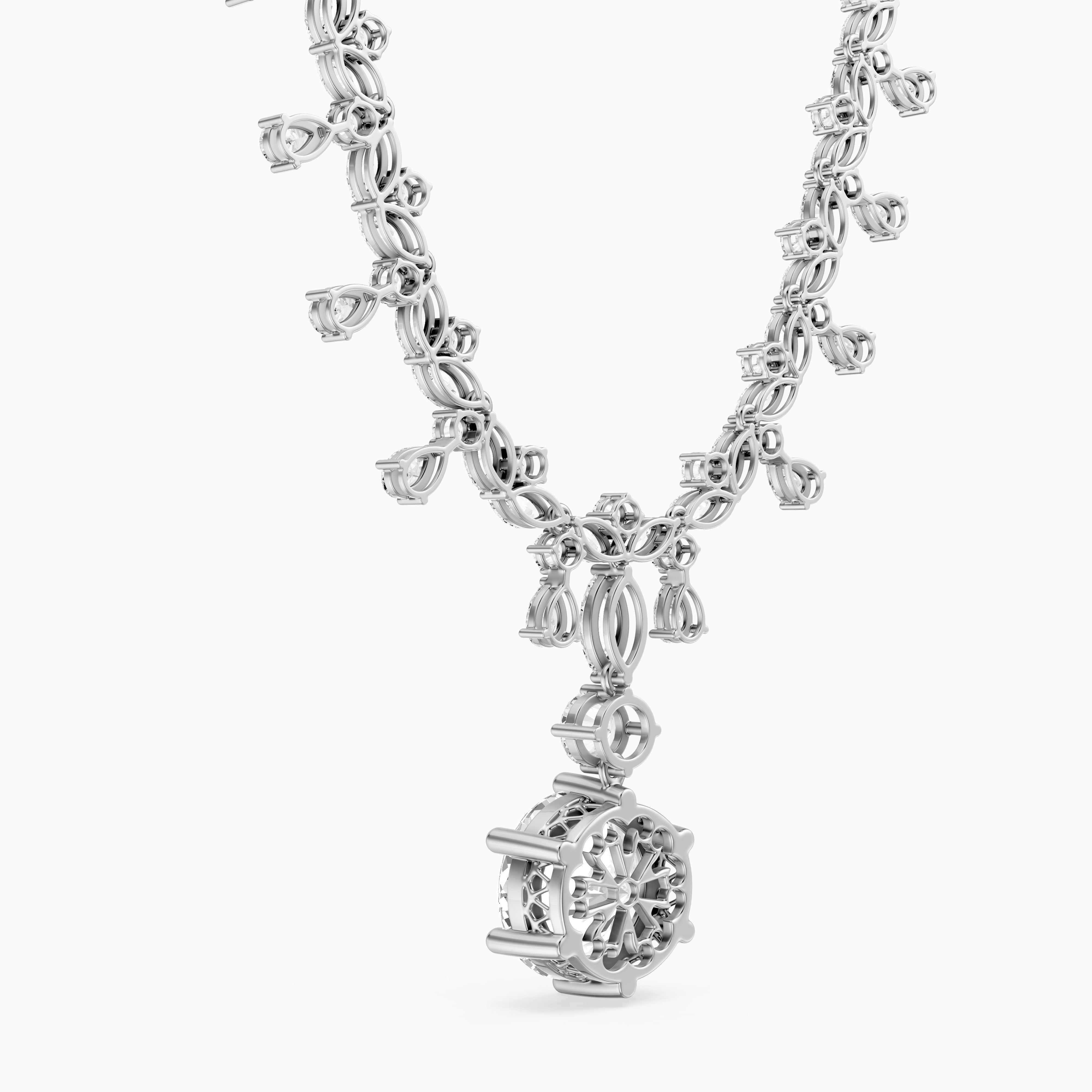 Valentina Mixed Shape Lab Diamond Necklace with Elegant Drop