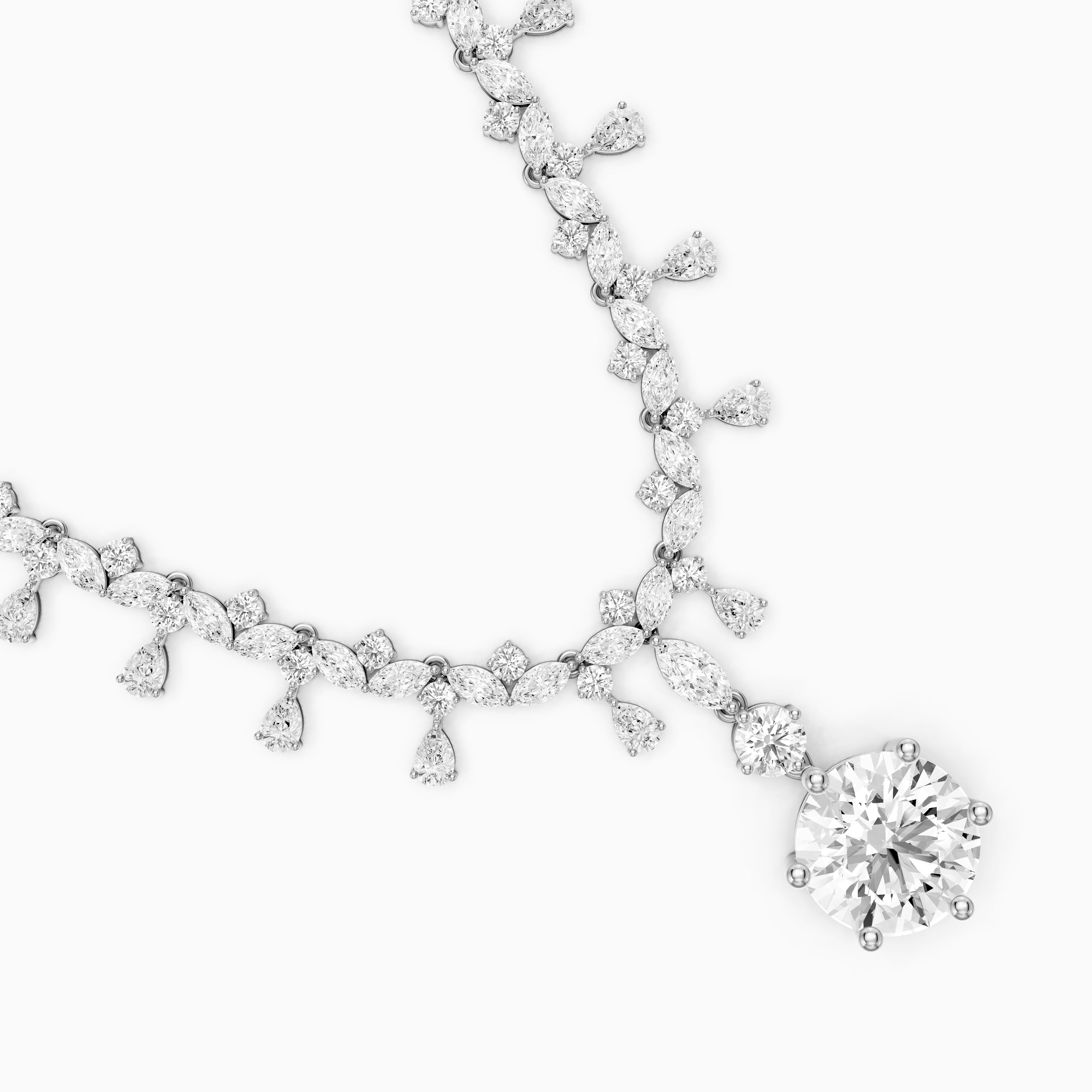 Valentina Mixed Shape Lab Diamond Necklace with Elegant Drop