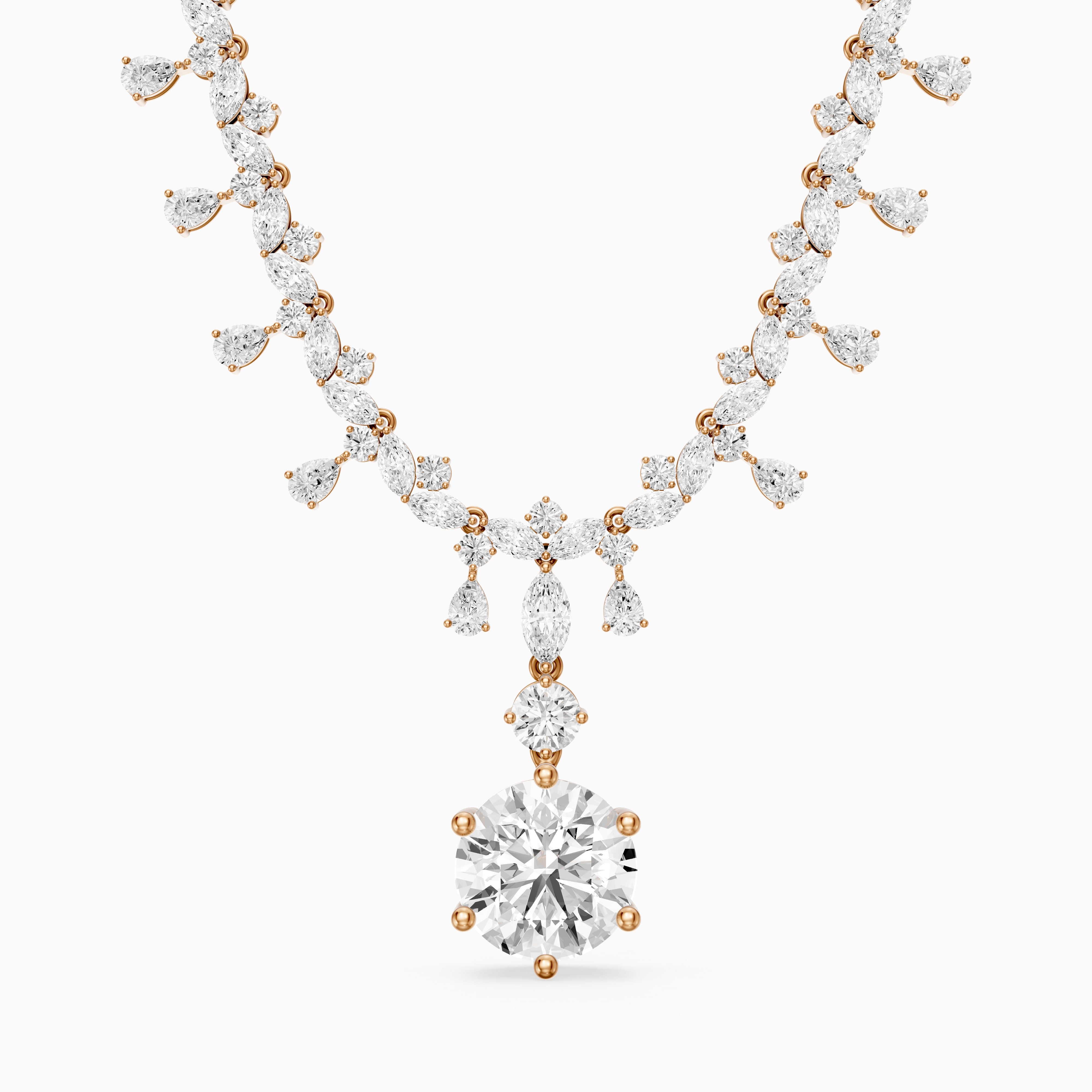 Valentina Mixed Shape Lab Diamond Necklace with Elegant Drop