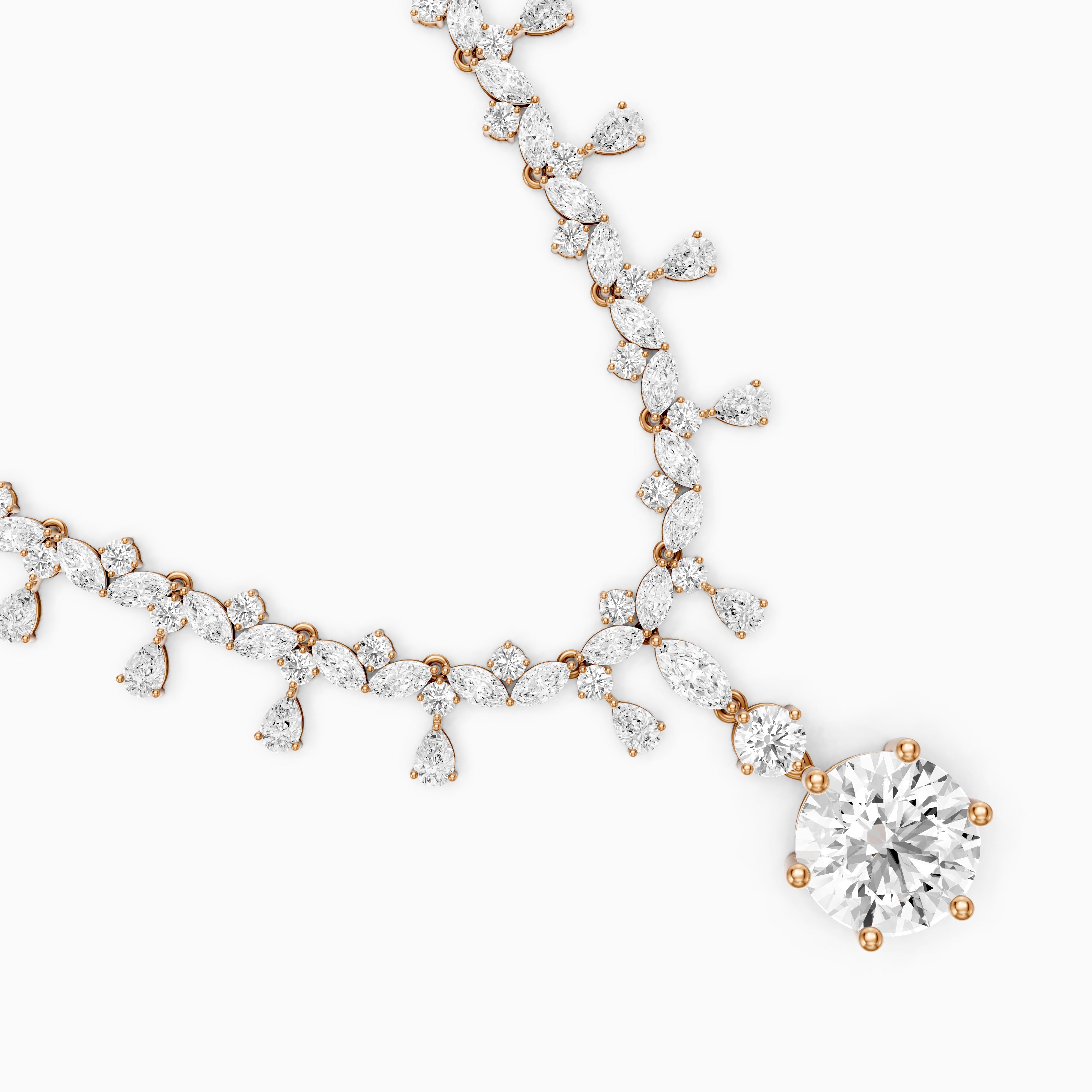 Valentina Mixed Shape Lab Diamond Necklace with Elegant Drop