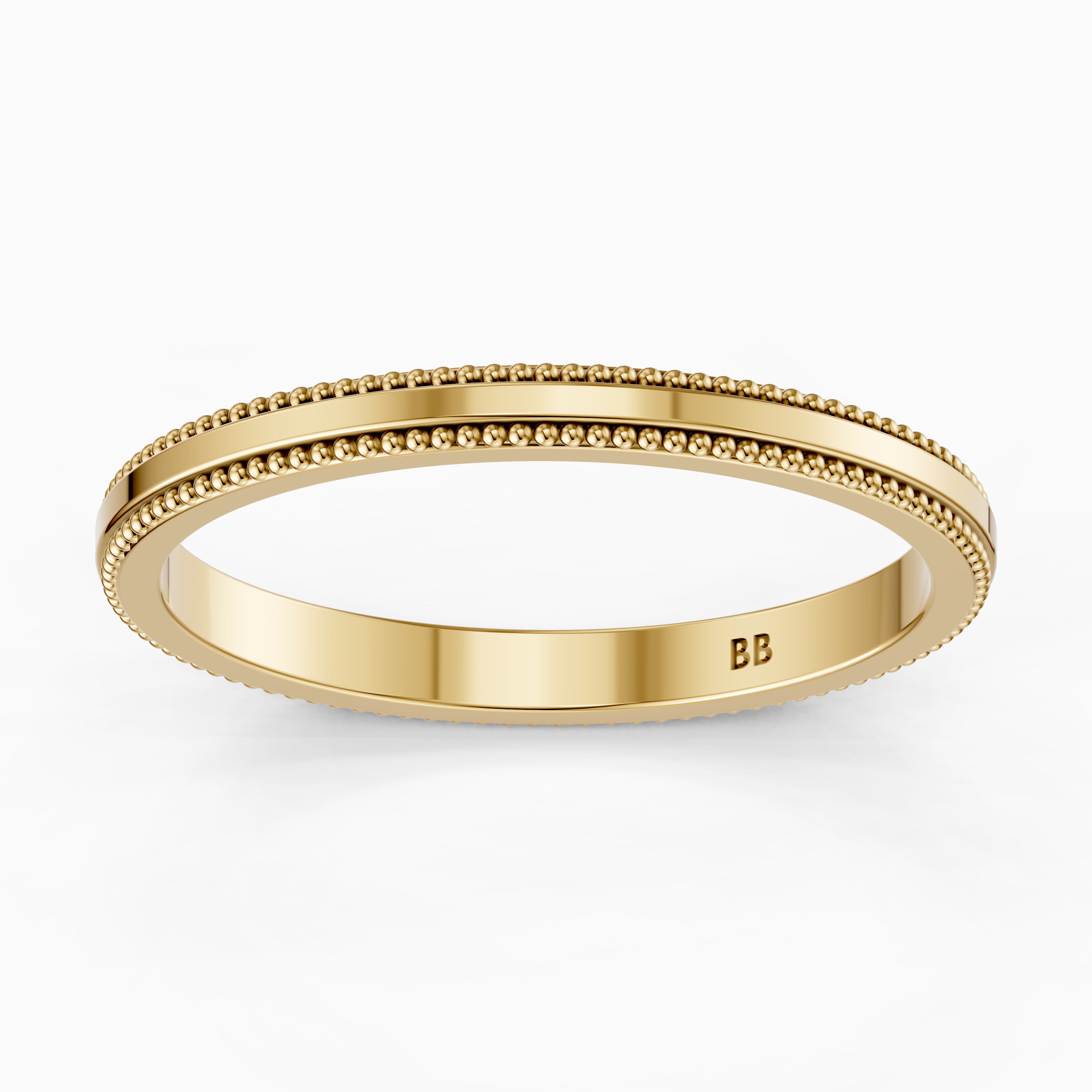 Jenic Flat Milgrain Plain Wedding Band