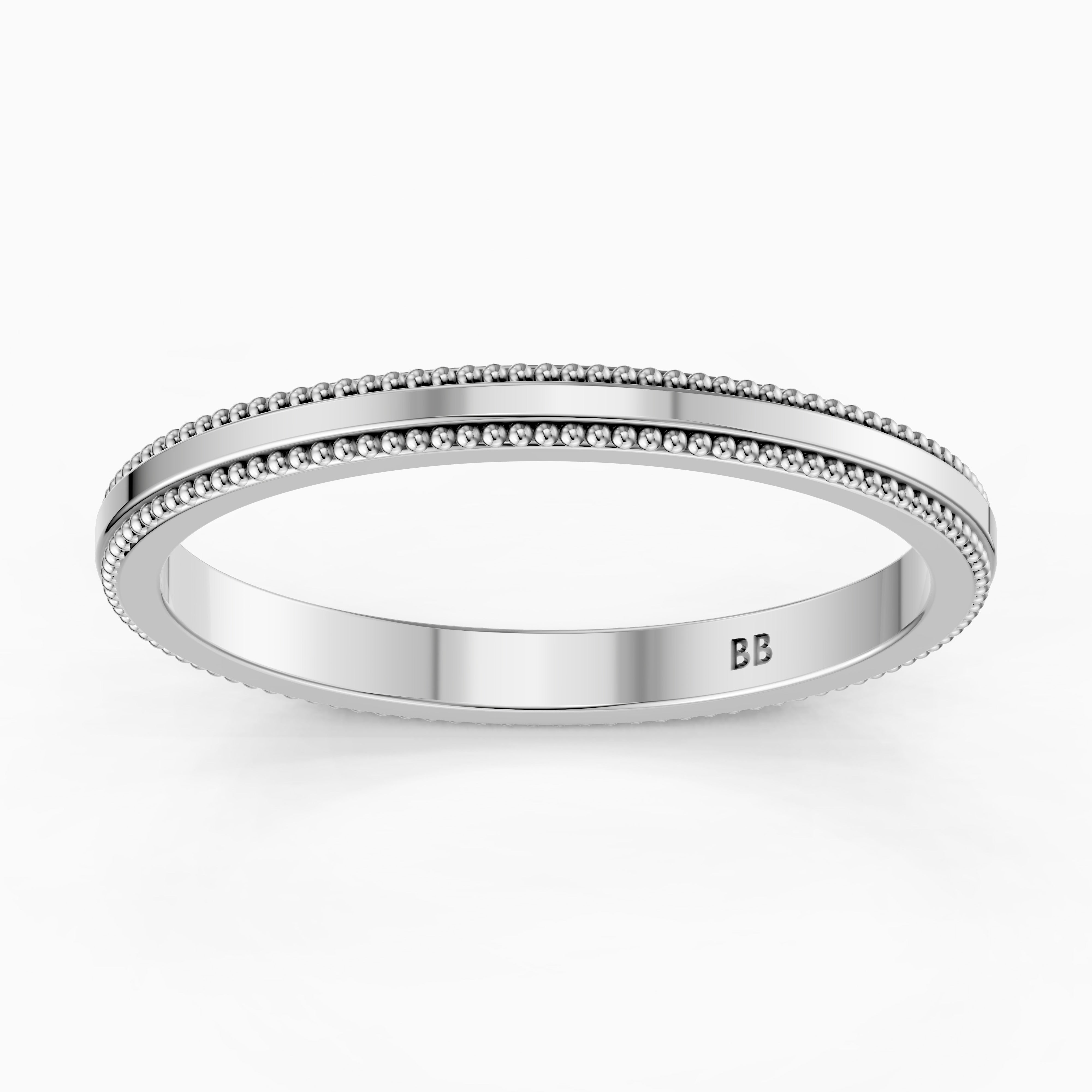 Jenic Flat Milgrain Plain Wedding Band