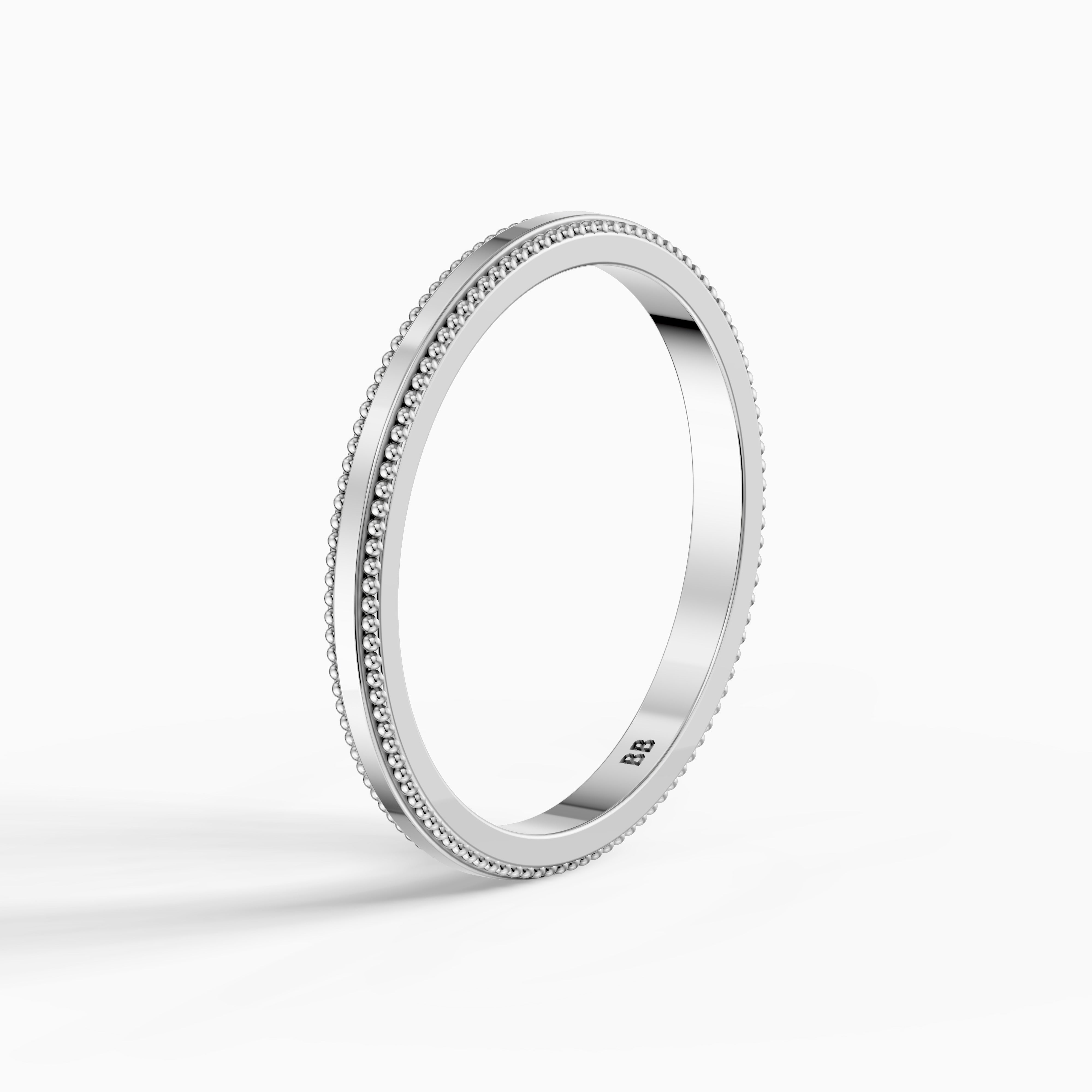 Jenic Flat Milgrain Plain Wedding Band