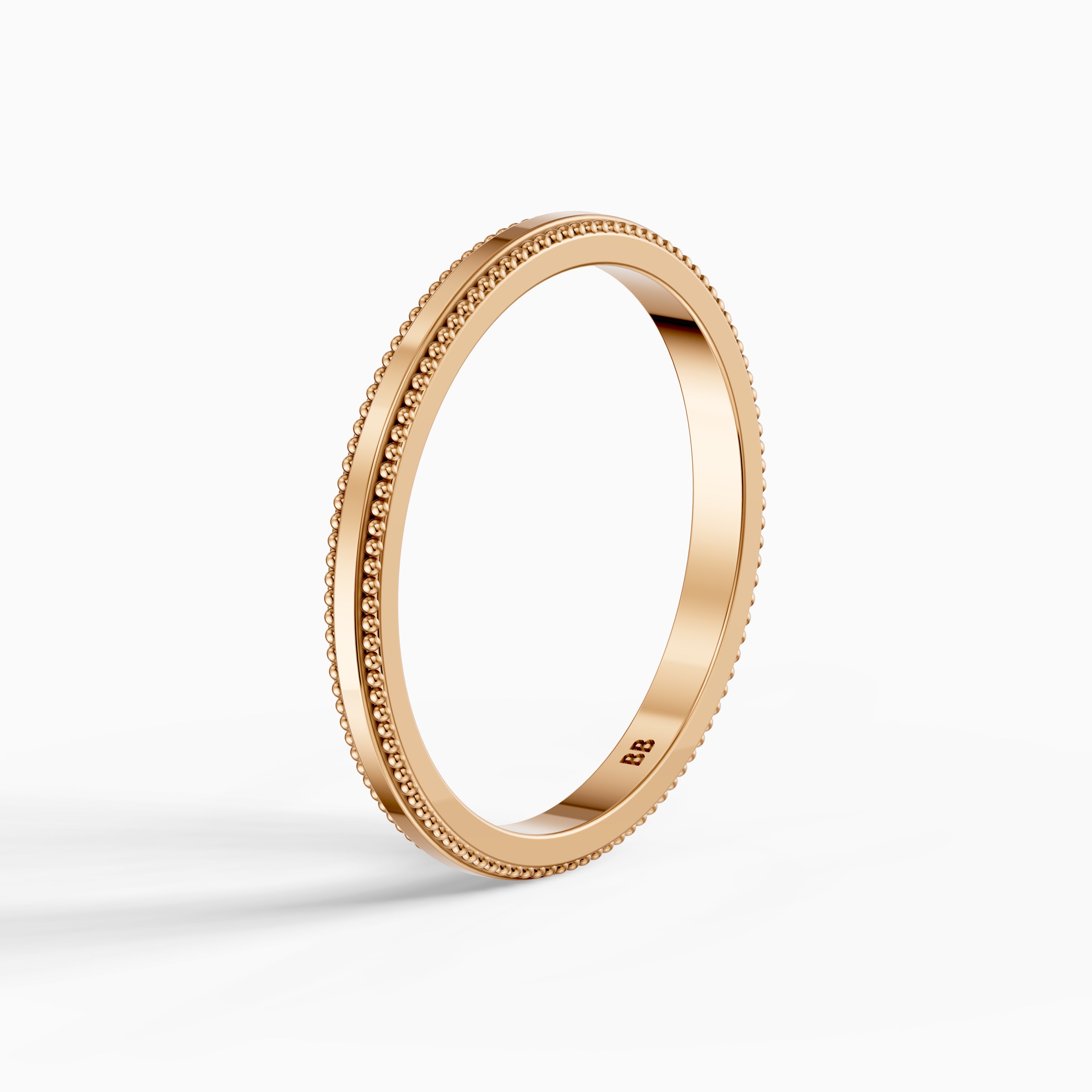 Jenic Flat Milgrain Plain Wedding Band