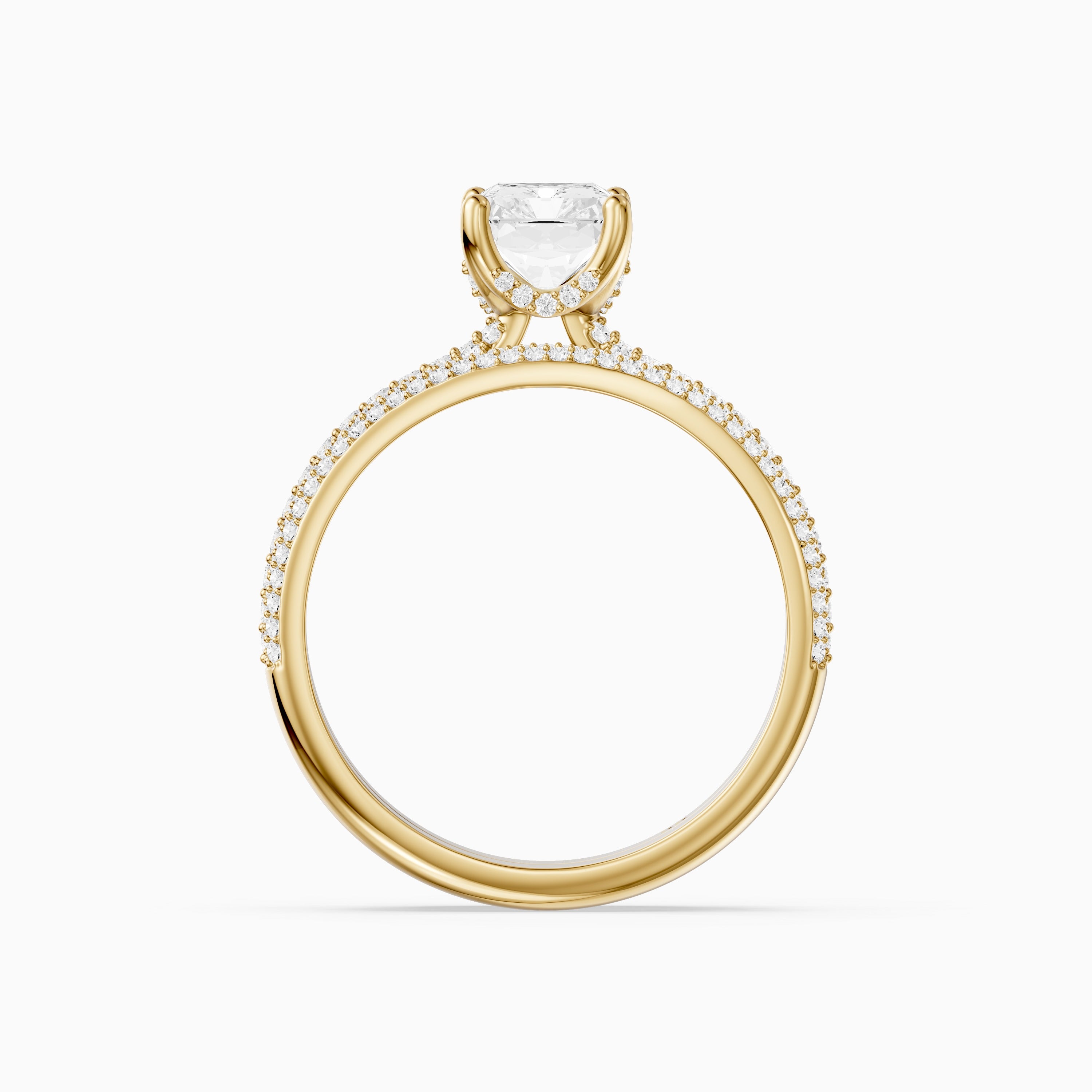 Luisa Radiant Cut Lab Grown Diamond Pave Scooped Hidden Halo Bridal Set