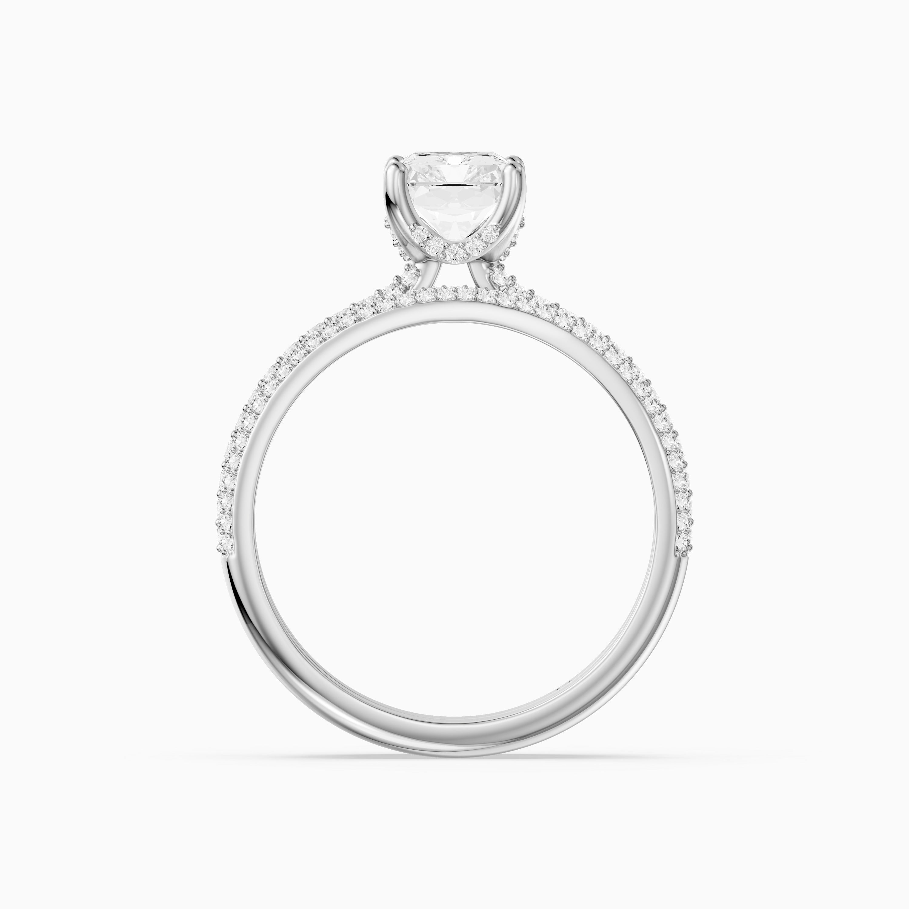 Luisa Radiant Cut Lab Grown Diamond Pave Scooped Hidden Halo Bridal Set