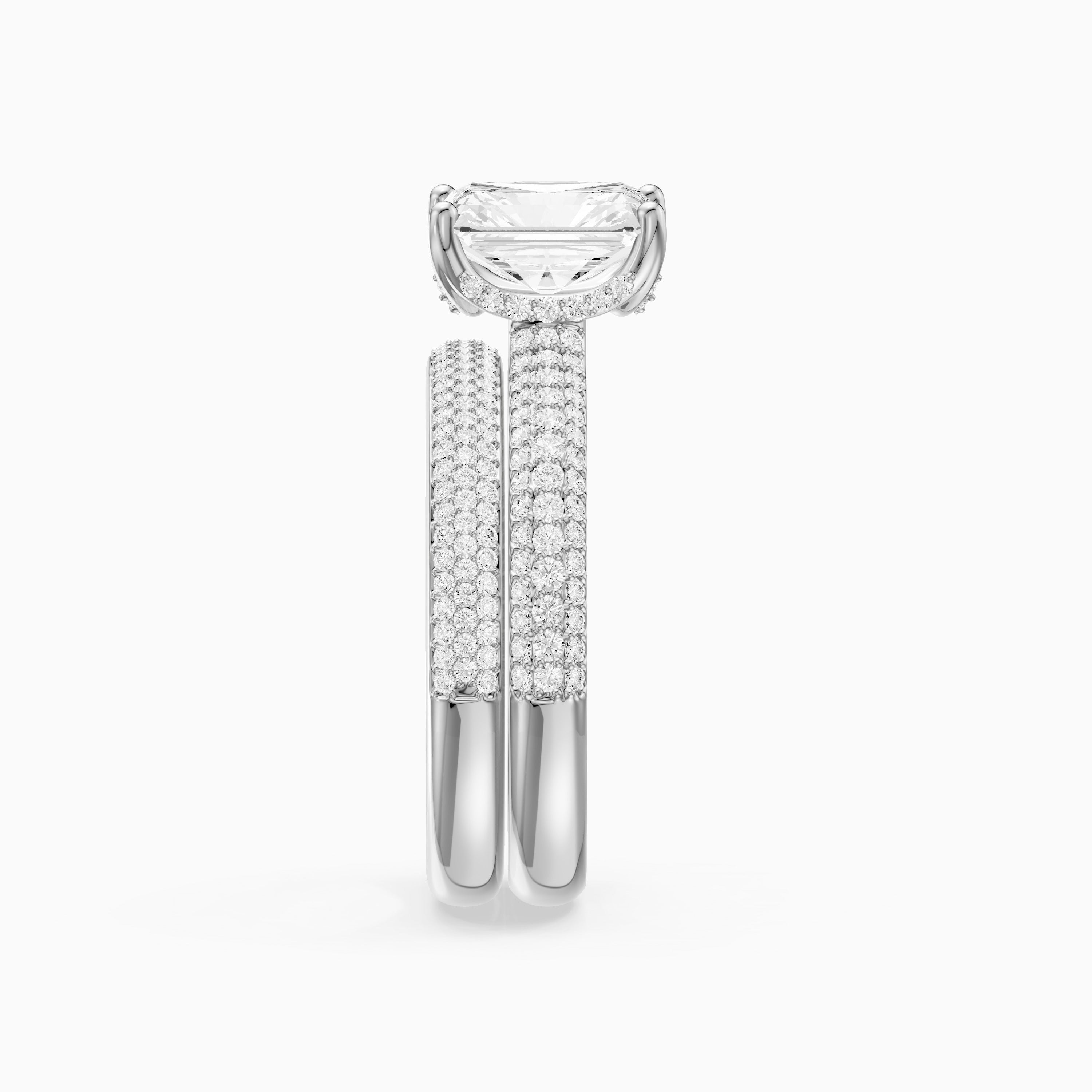 Luisa Radiant Cut Lab Grown Diamond Pave Scooped Hidden Halo Bridal Set
