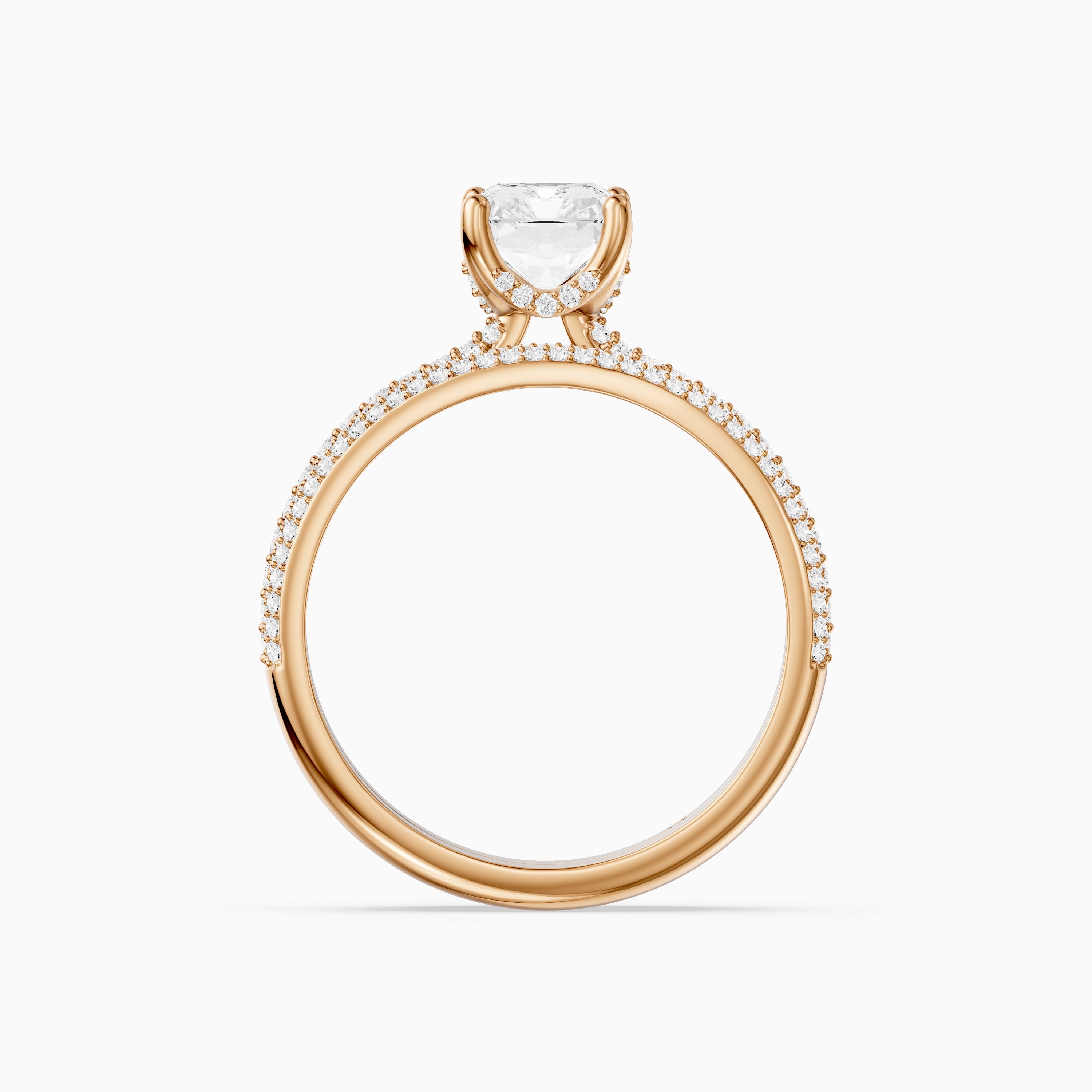 Luisa Radiant Cut Lab Grown Diamond Pave Scooped Hidden Halo Bridal Set