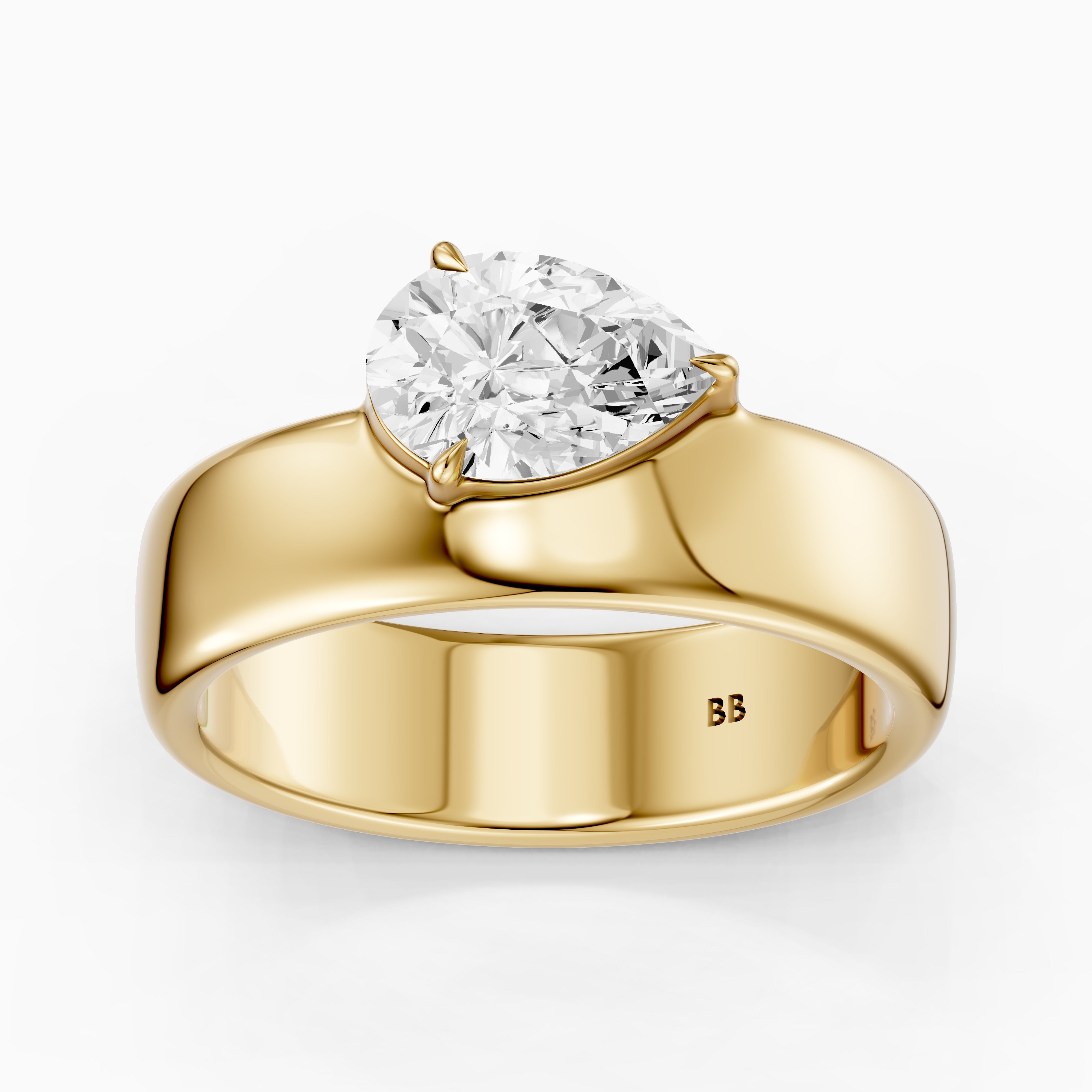 Karter Pear Cut Lab Diamond Prong Set Wide Cigar Band