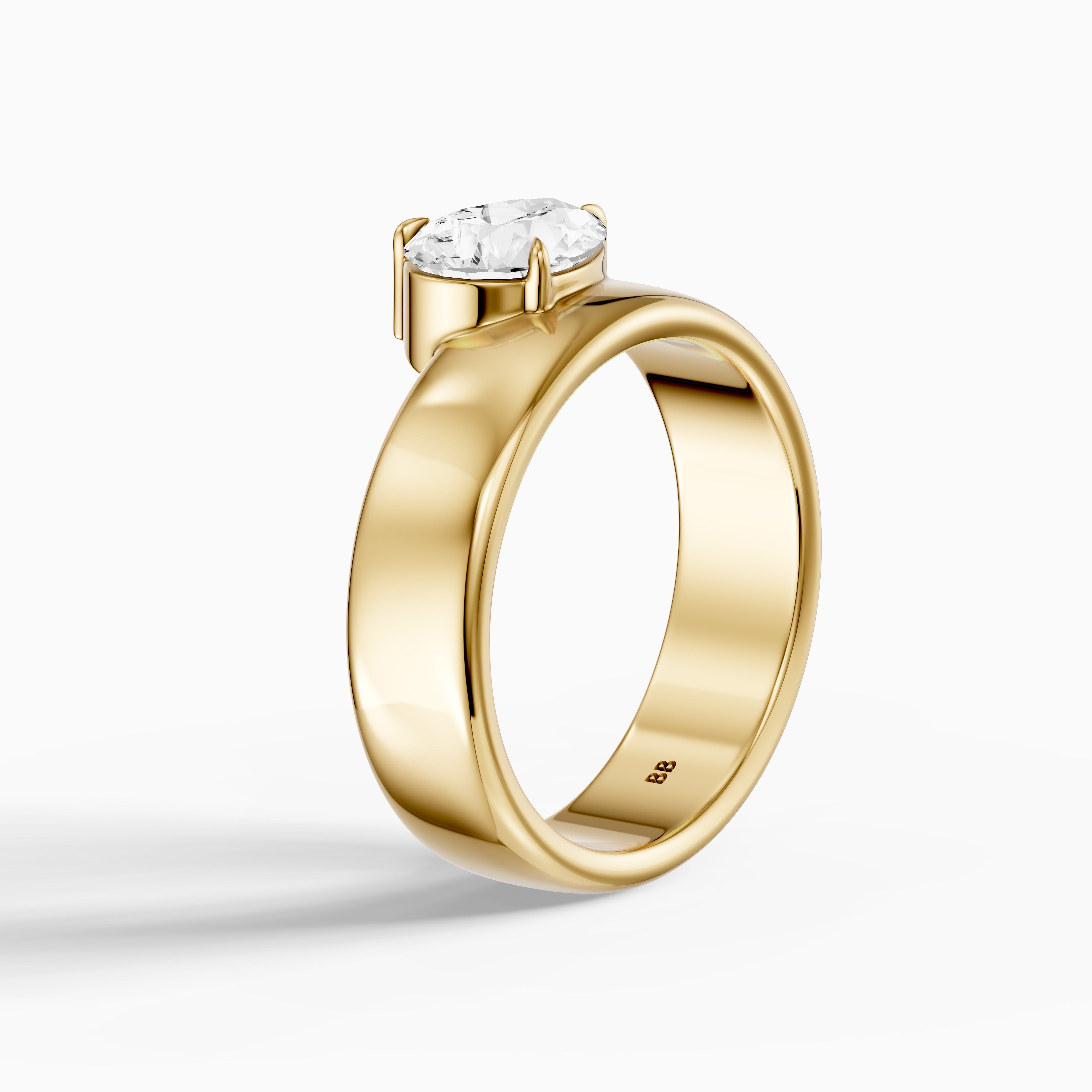 Karter Pear Cut Lab Diamond Prong Set Wide Cigar Band