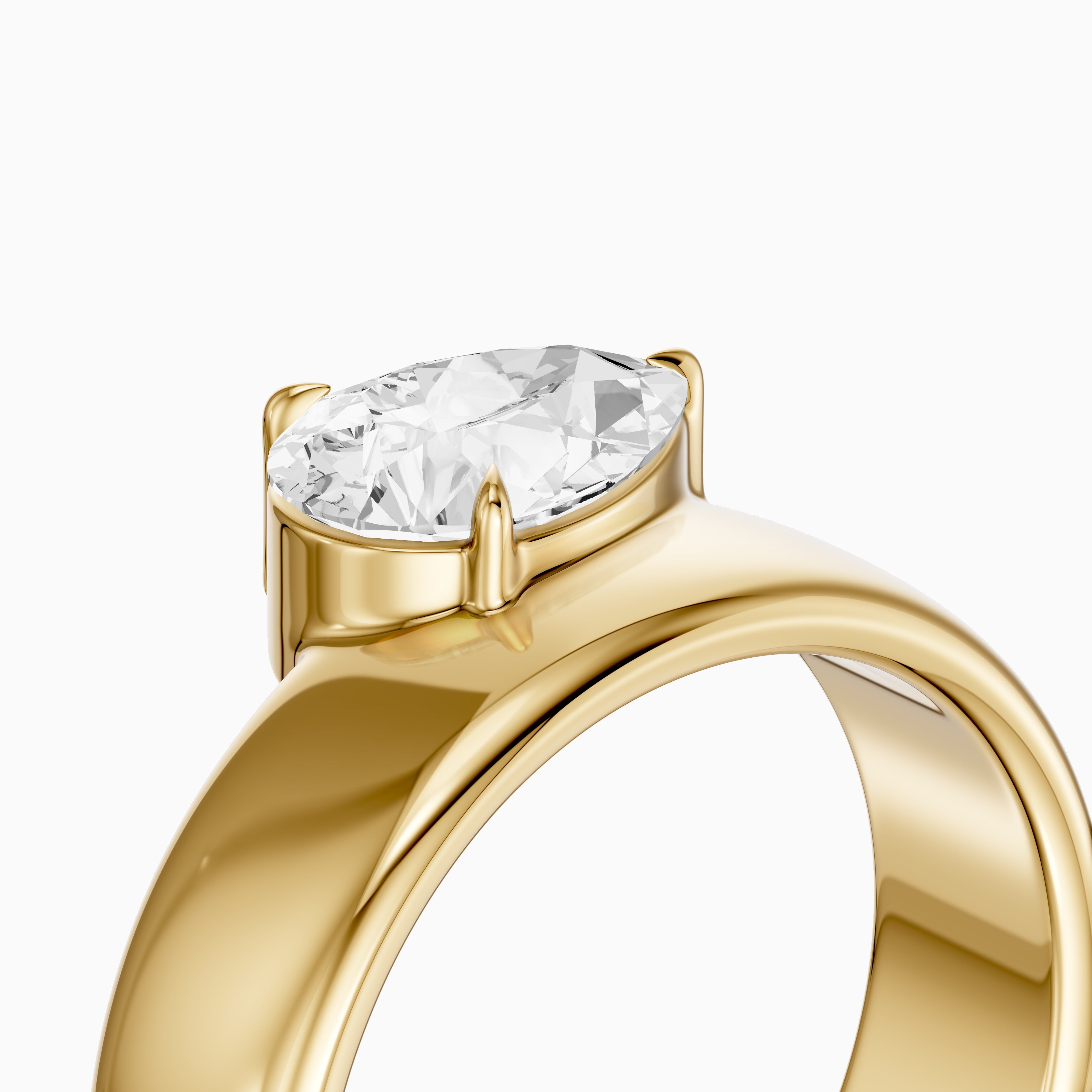 Karter Pear Cut Lab Diamond Prong Set Wide Cigar Band