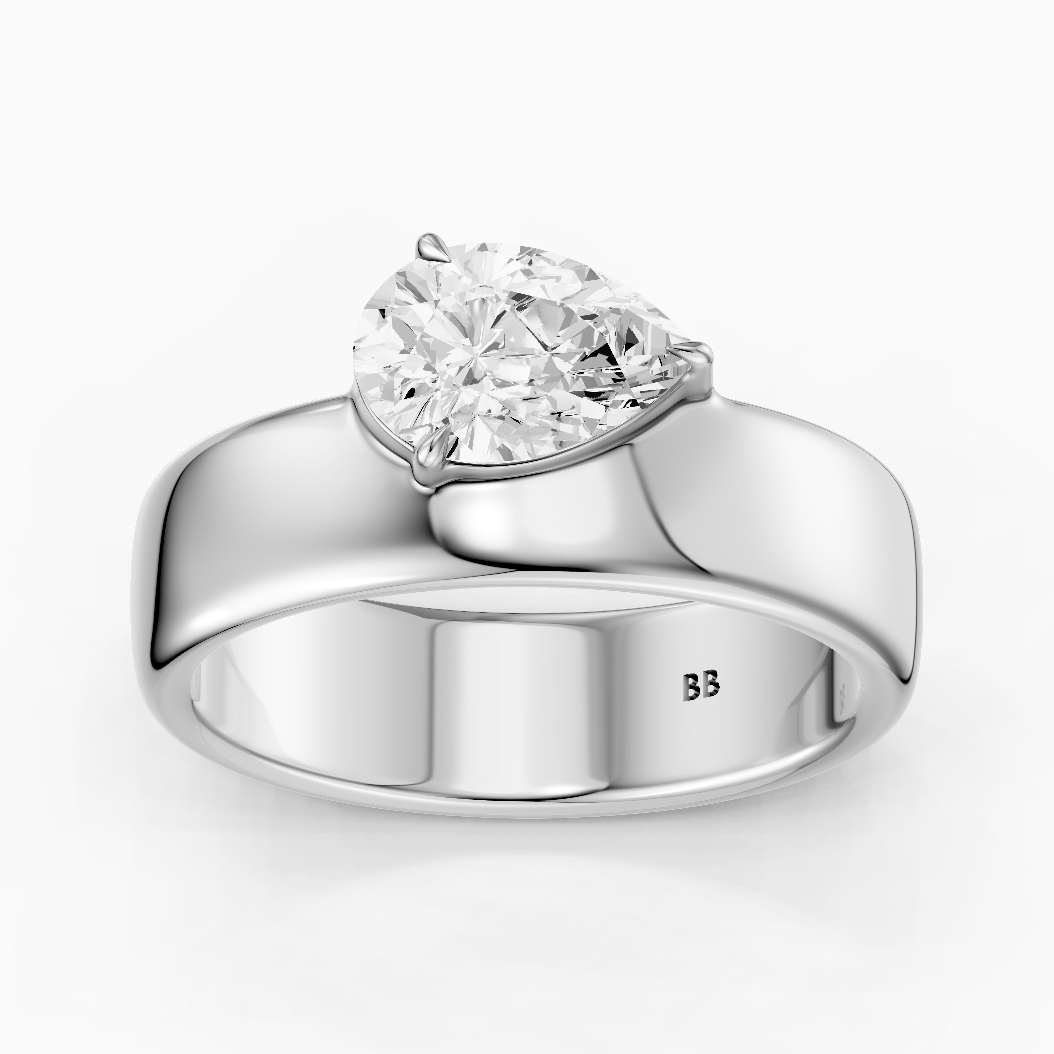 Karter Pear Cut Lab Diamond Prong Set Wide Cigar Band
