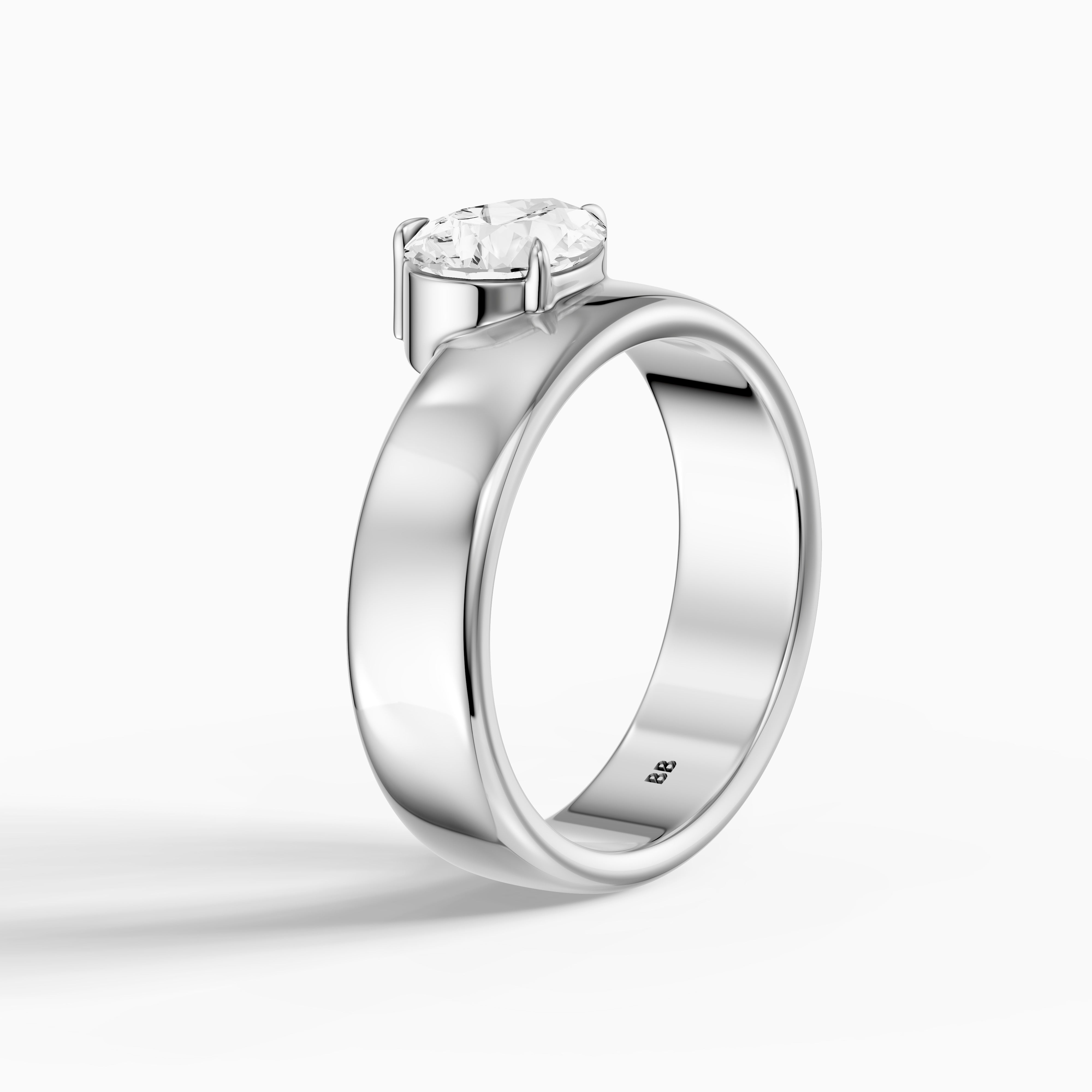 Karter Pear Cut Lab Diamond Prong Set Wide Cigar Band