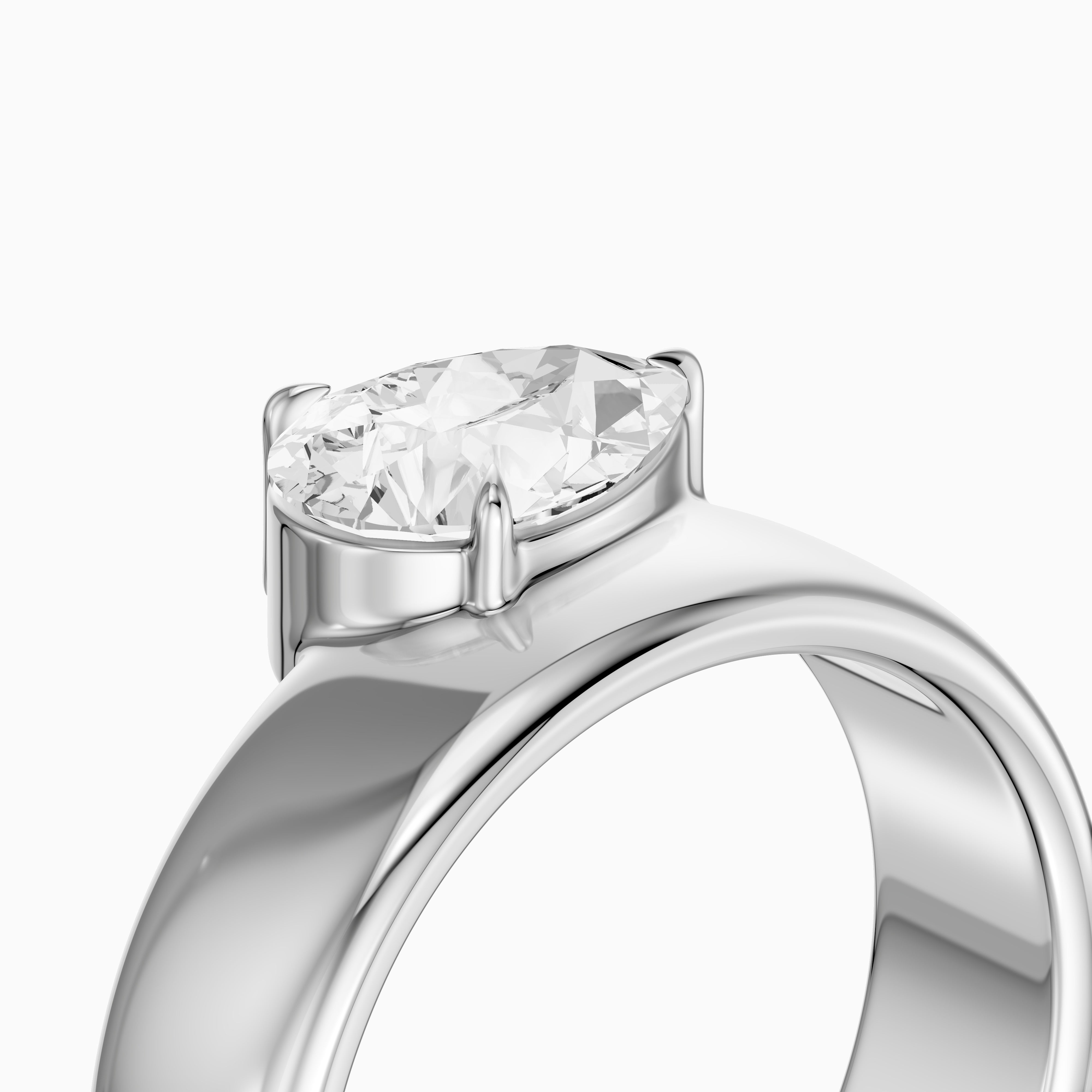 Karter Pear Cut Lab Diamond Prong Set Wide Cigar Band