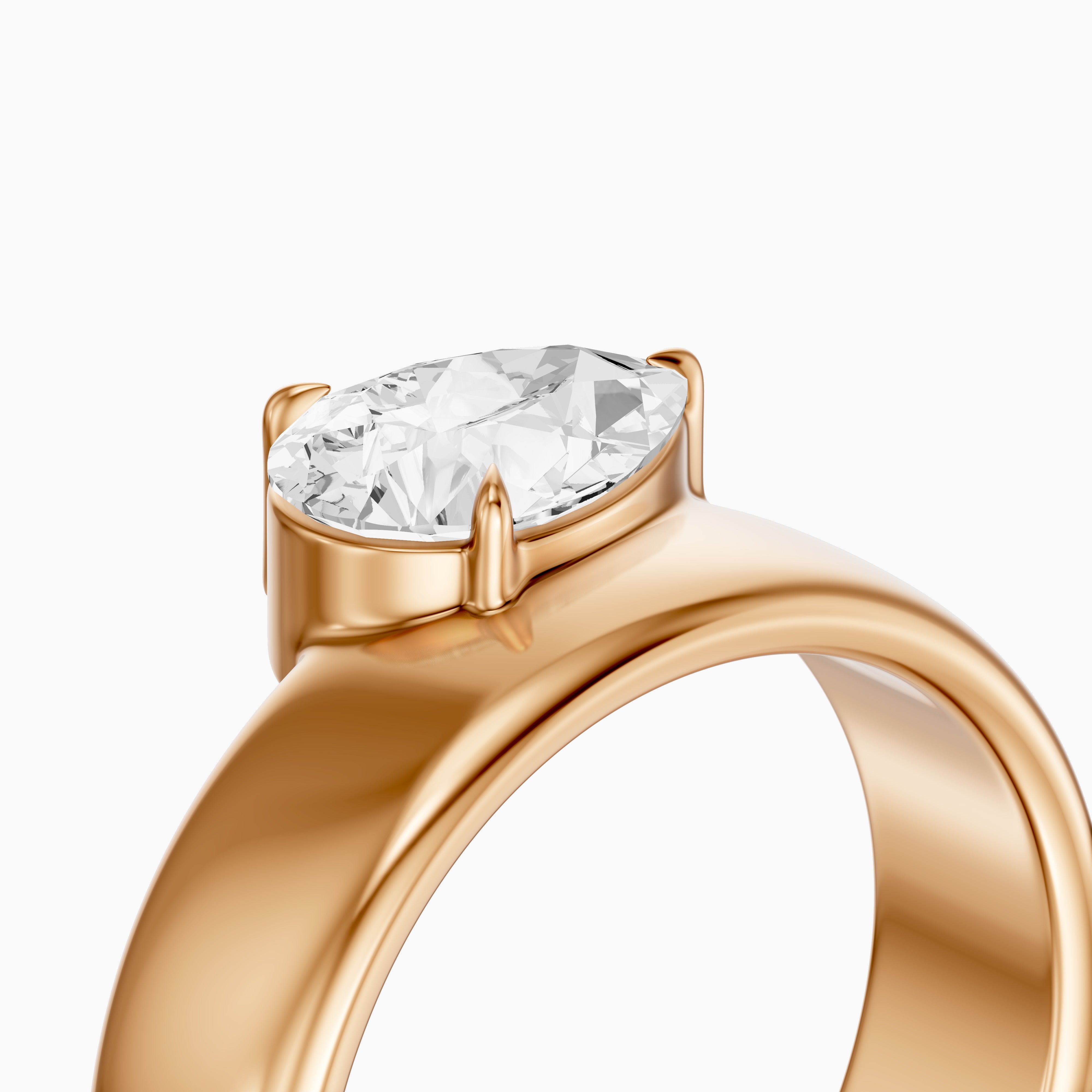Karter Pear Cut Lab Diamond Prong Set Wide Cigar Band