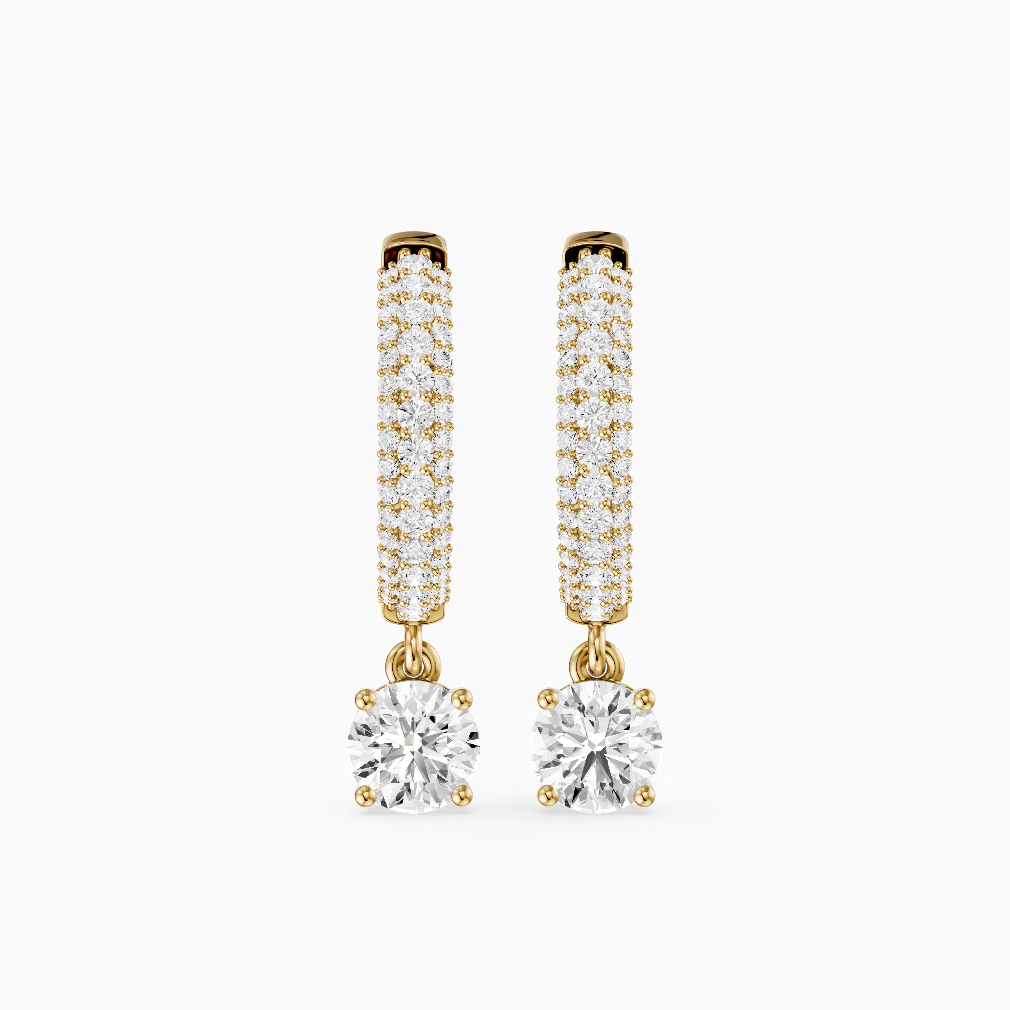 Robin Round Lab Grown Diamond Ball Prong Drop Hoop Earrings
