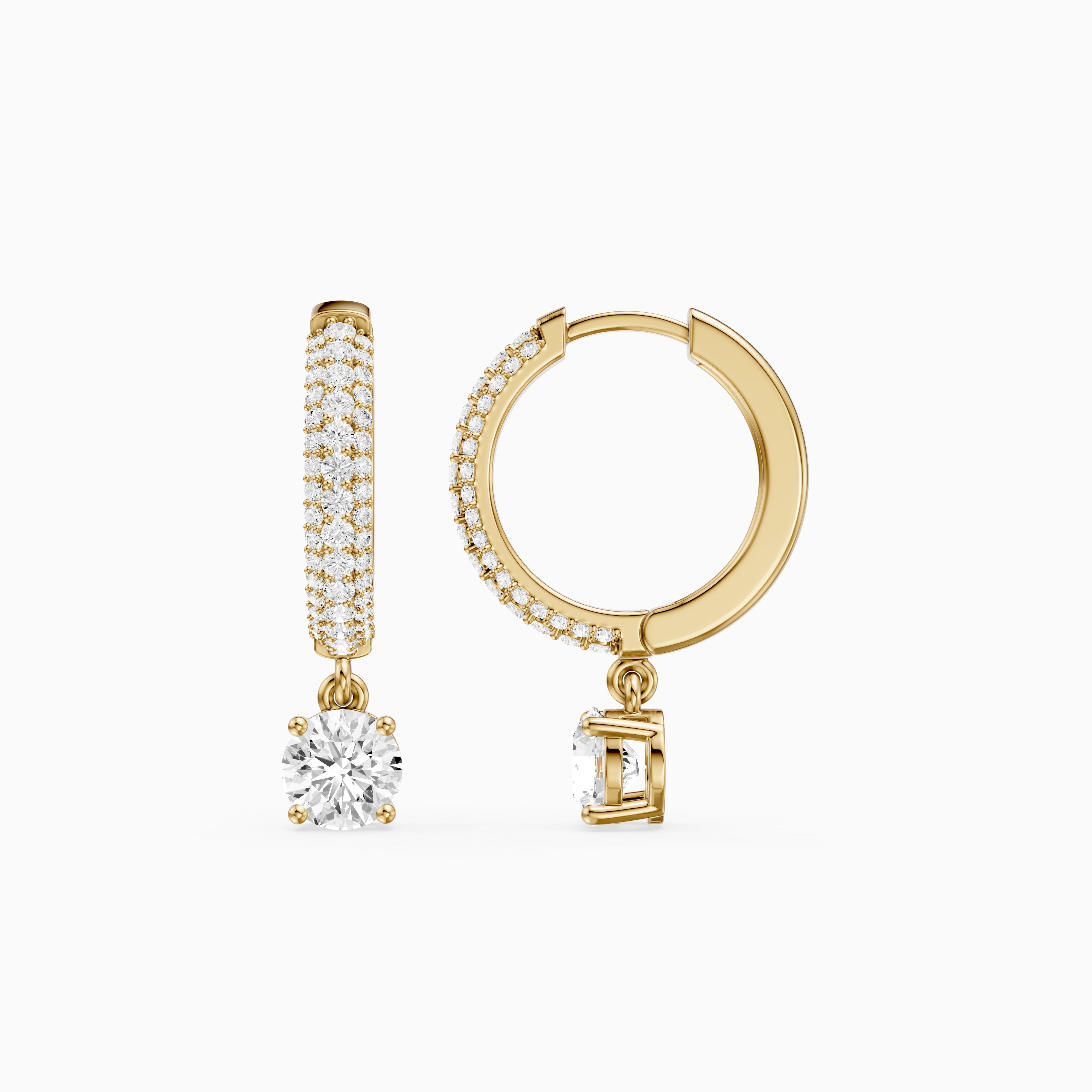 Robin Round Lab Grown Diamond Ball Prong Drop Hoop Earrings