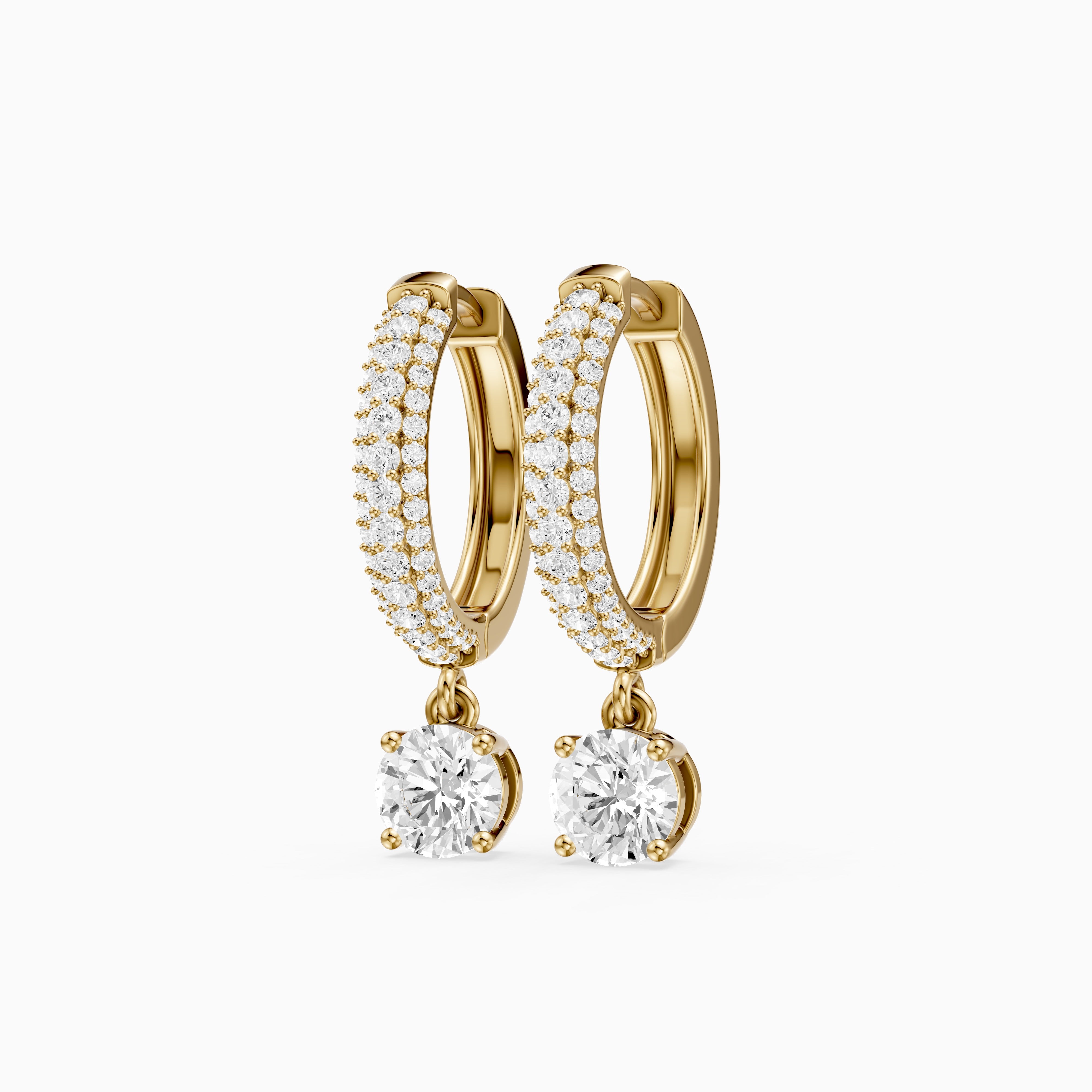Robin Round Lab Grown Diamond Ball Prong Drop Hoop Earrings