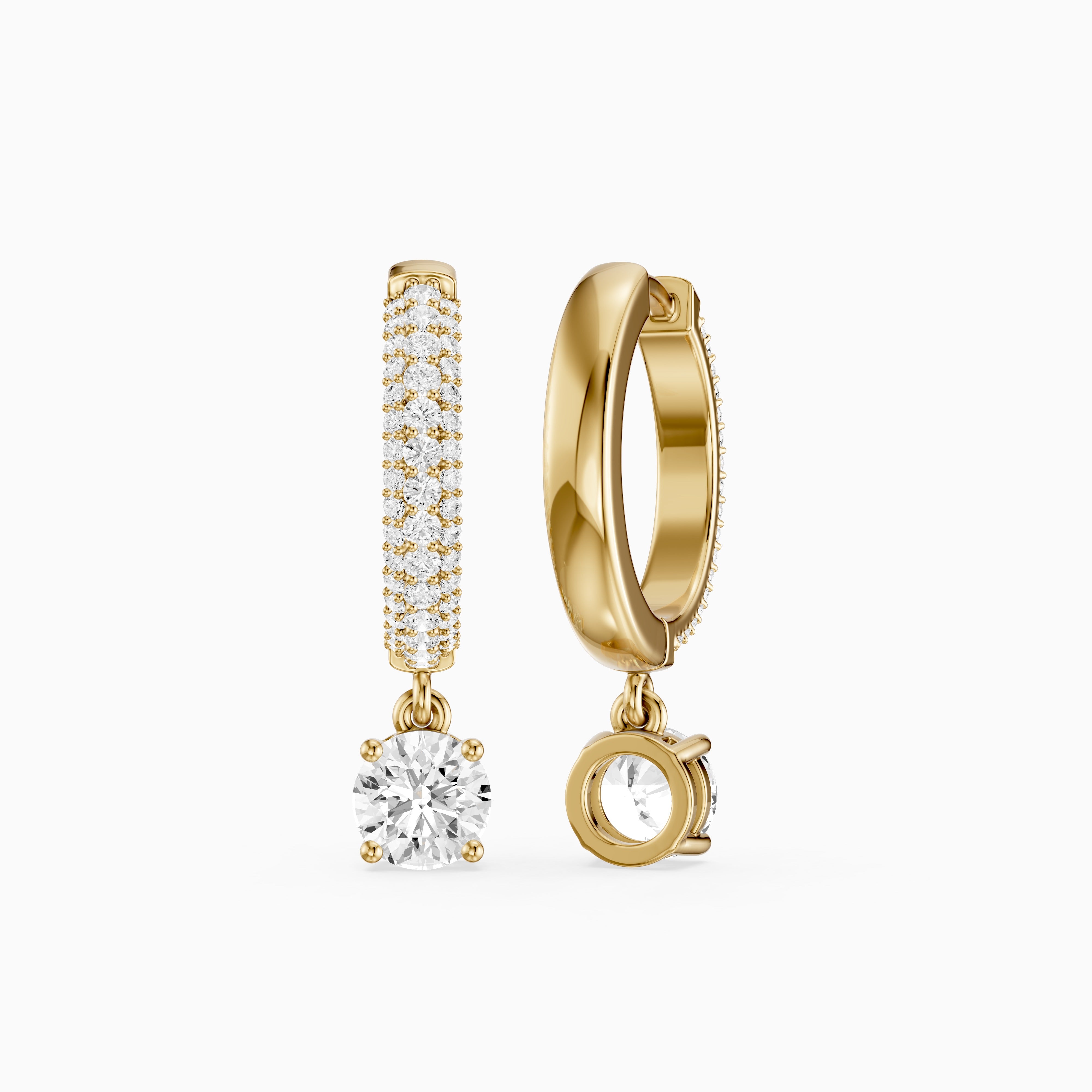 Robin Round Lab Grown Diamond Ball Prong Drop Hoop Earrings