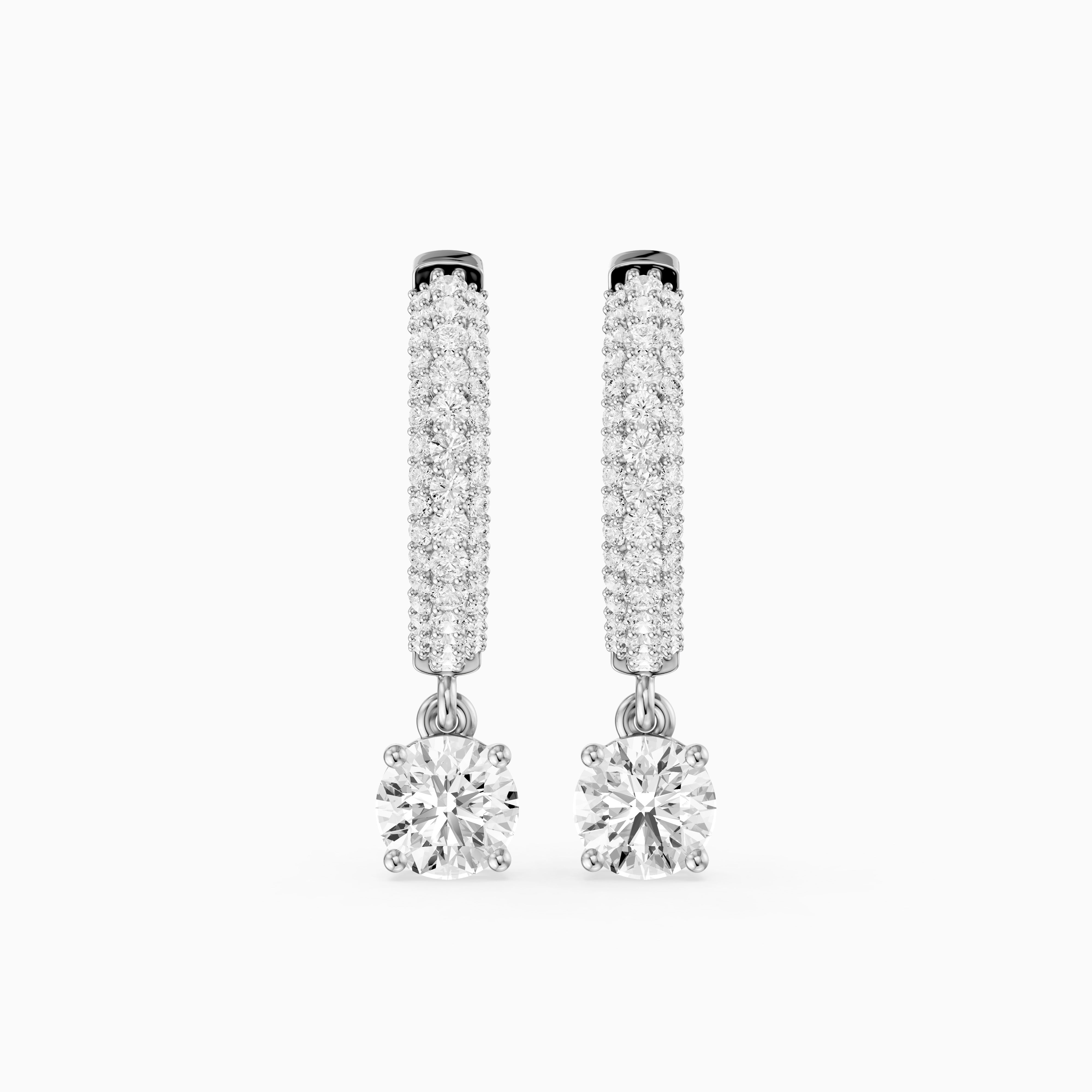 Robin Round Lab Grown Diamond Ball Prong Drop Hoop Earrings