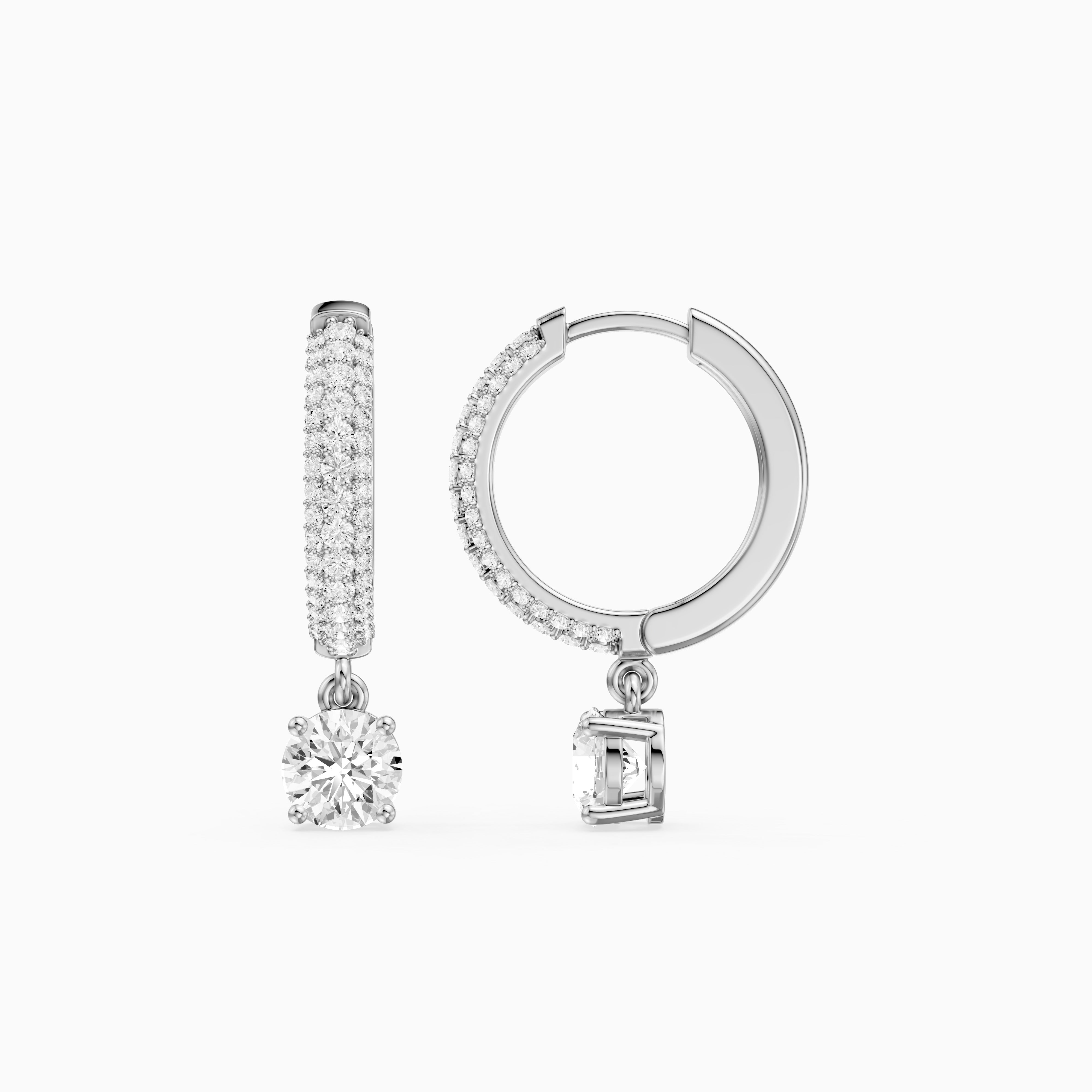 Robin Round Lab Grown Diamond Ball Prong Drop Hoop Earrings