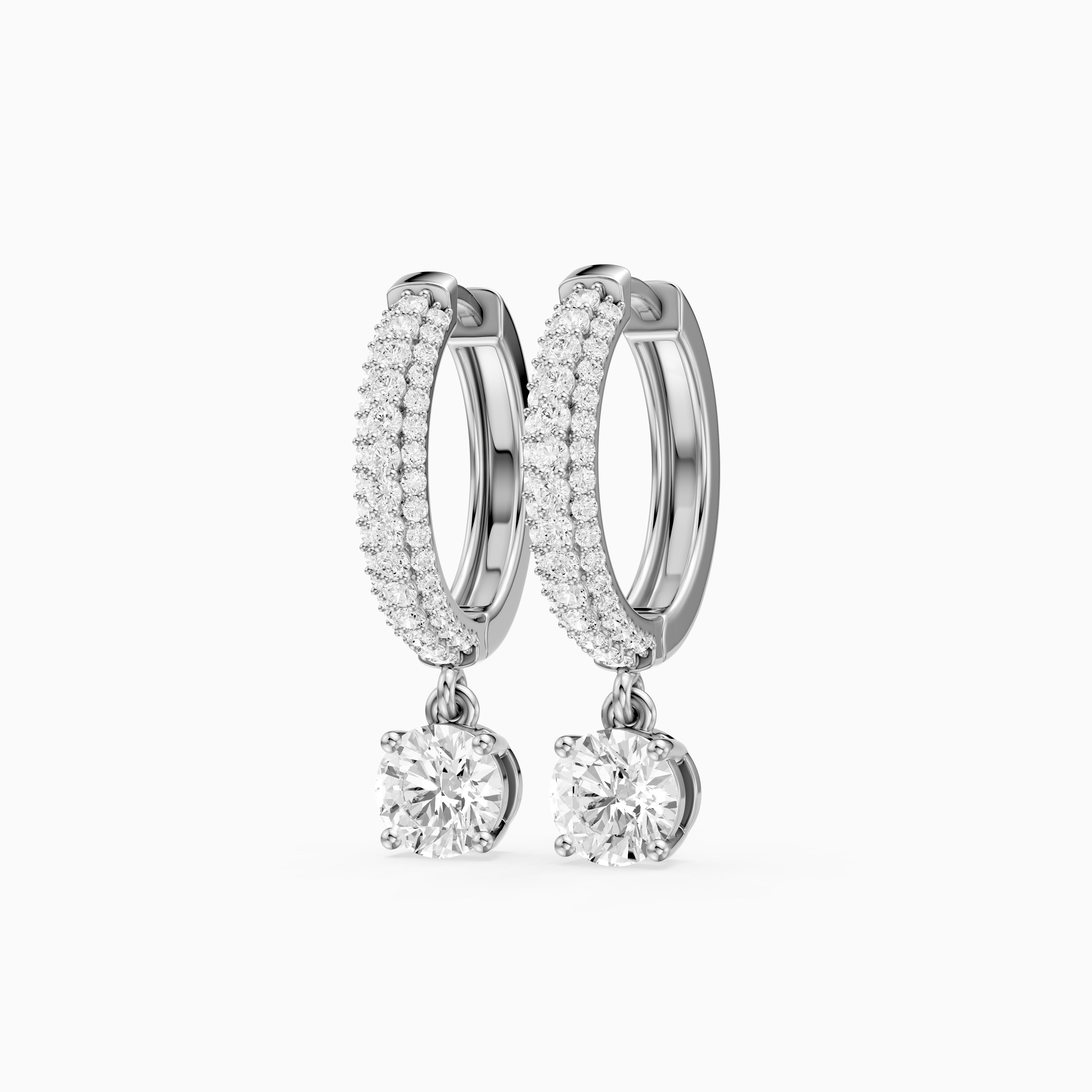 Robin Round Lab Grown Diamond Ball Prong Drop Hoop Earrings