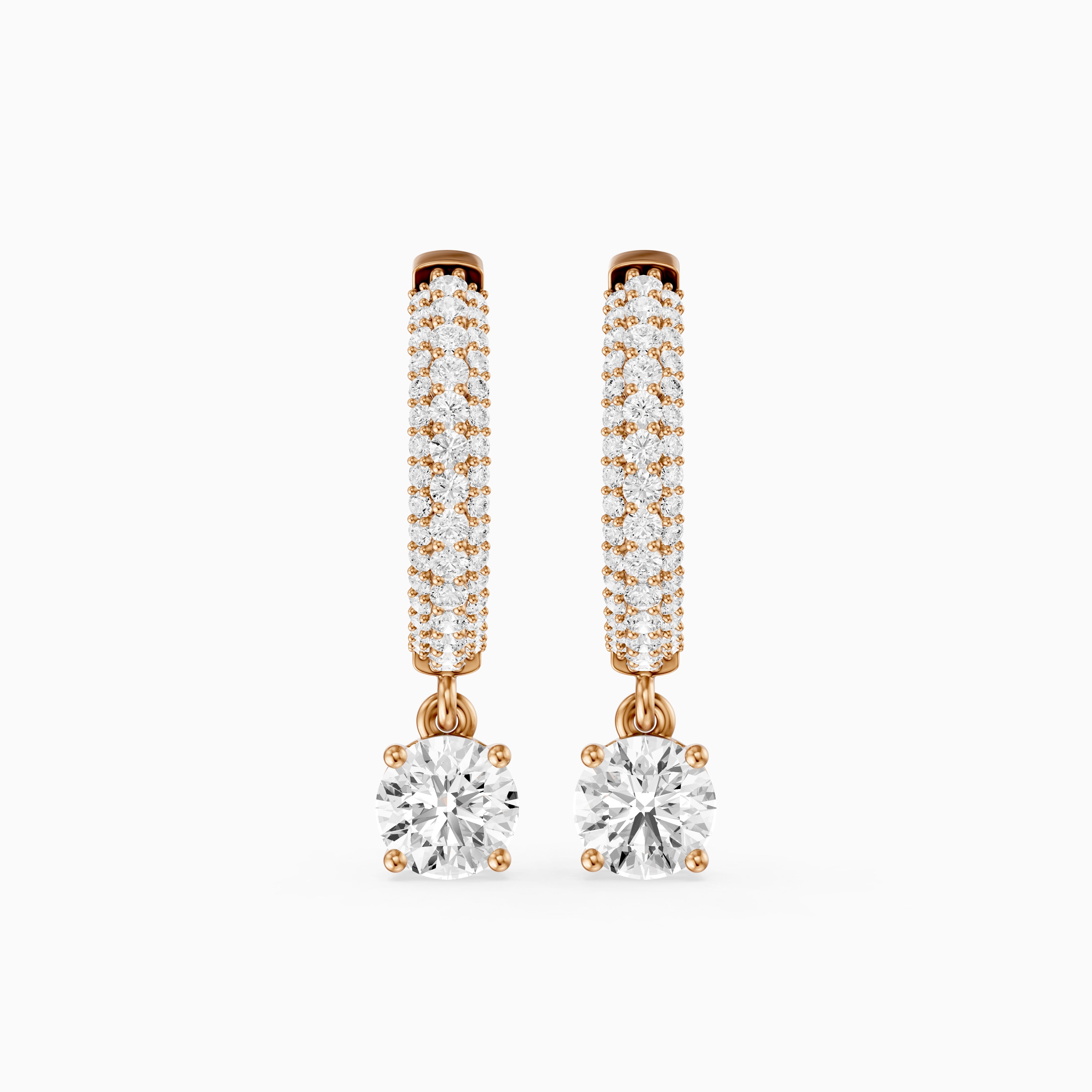 Robin Round Lab Grown Diamond Ball Prong Drop Hoop Earrings