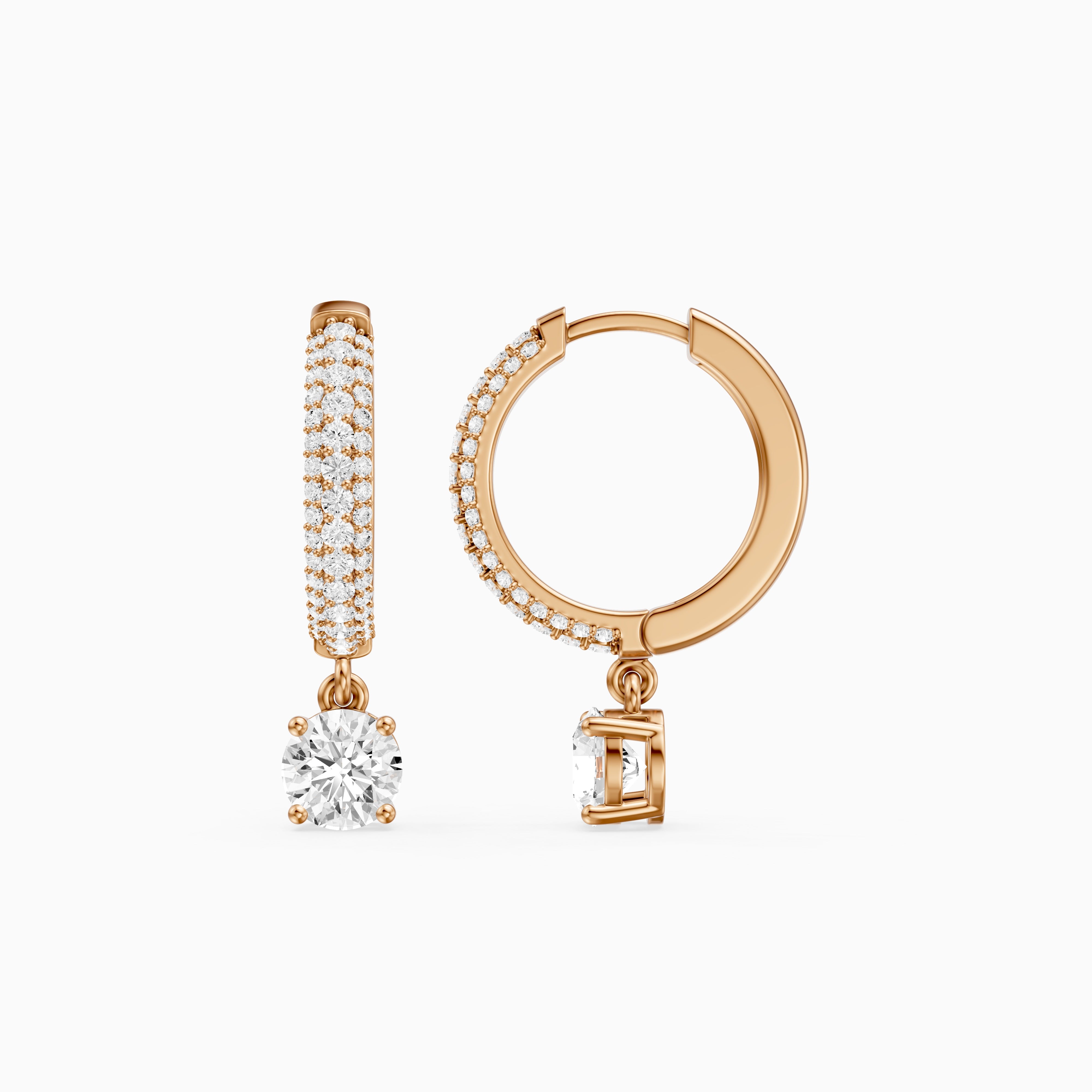 Robin Round Lab Grown Diamond Ball Prong Drop Hoop Earrings