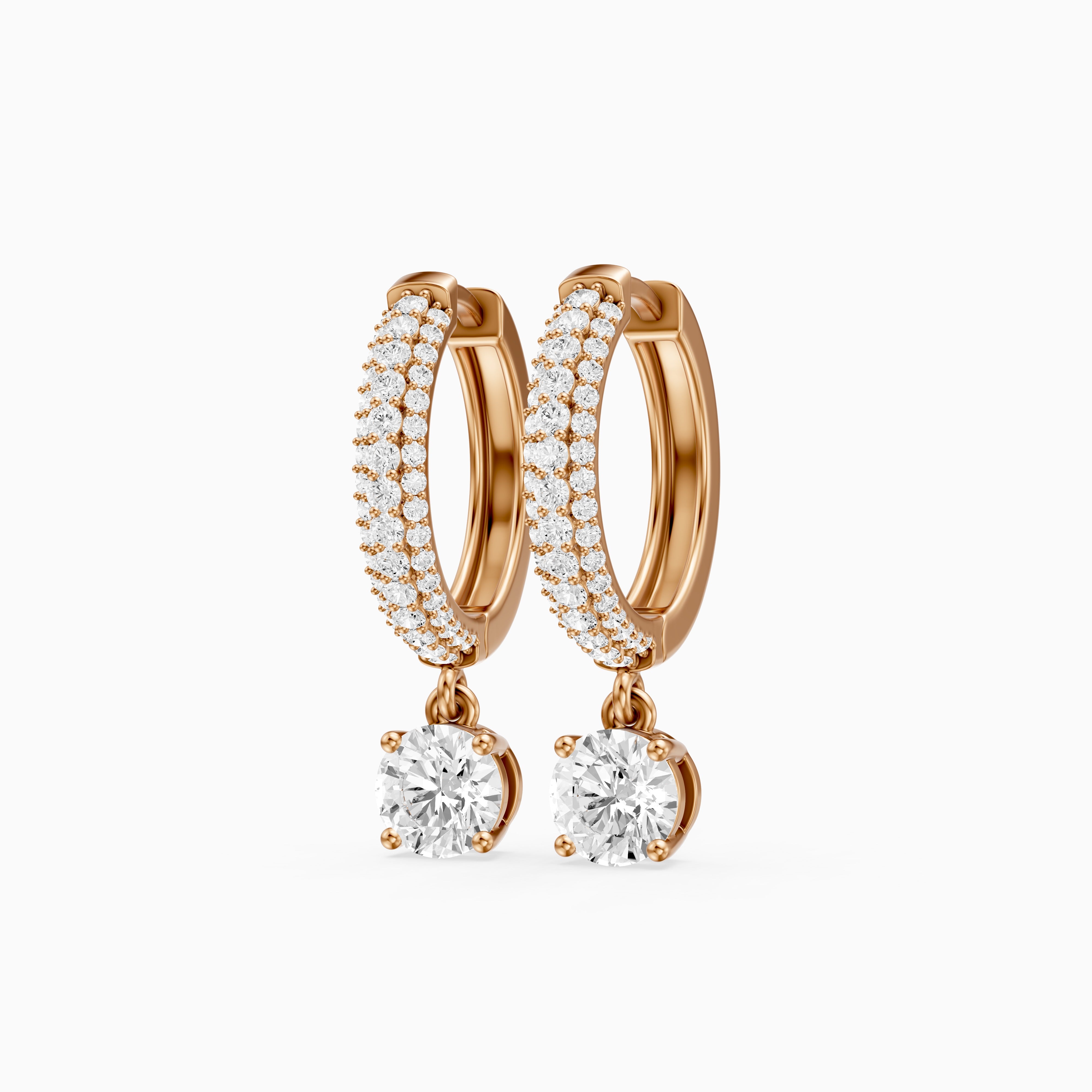 Robin Round Lab Grown Diamond Ball Prong Drop Hoop Earrings