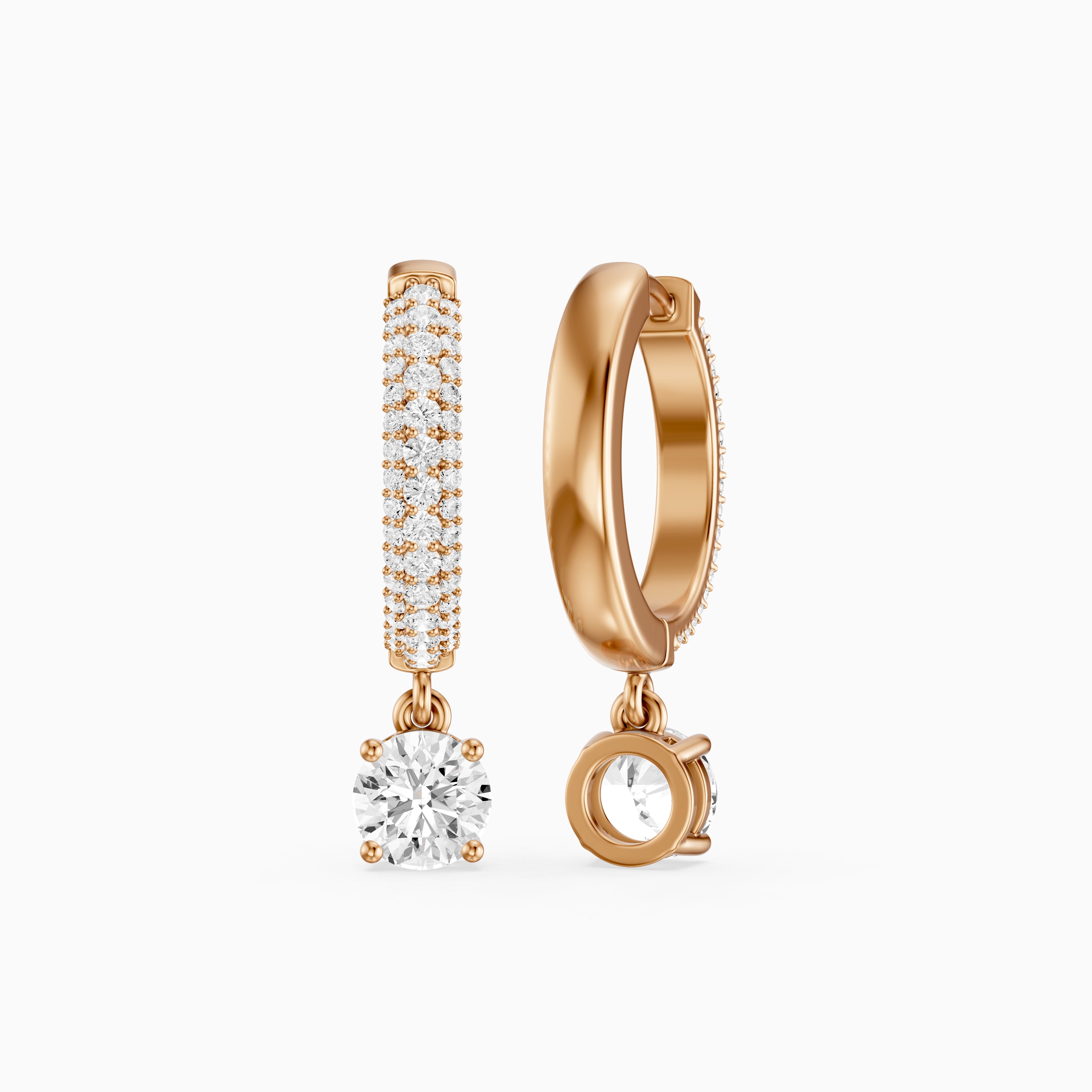 Robin Round Lab Grown Diamond Ball Prong Drop Hoop Earrings