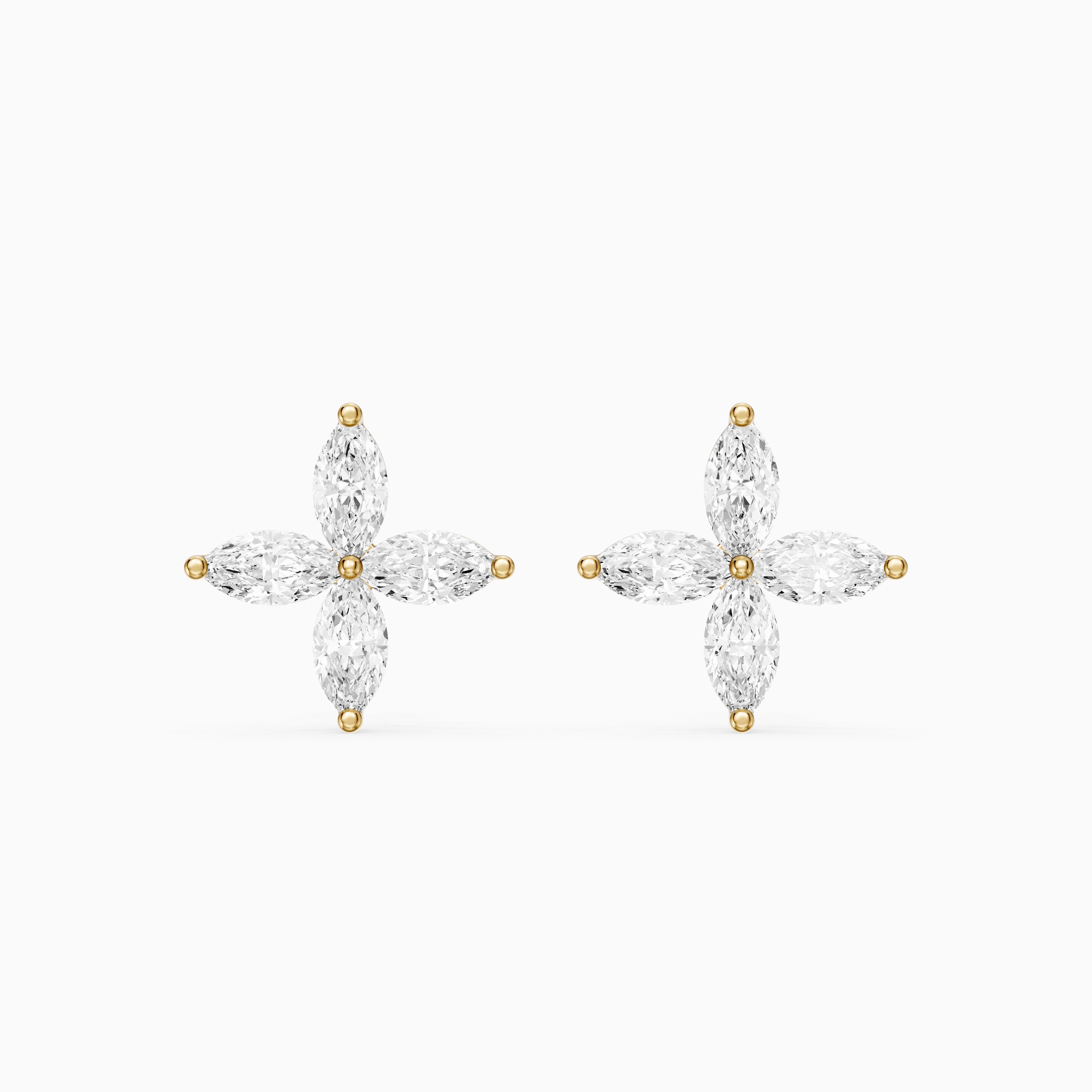 Leire Marquise Cut Lab Grown Diamond Floral Stud Earrings