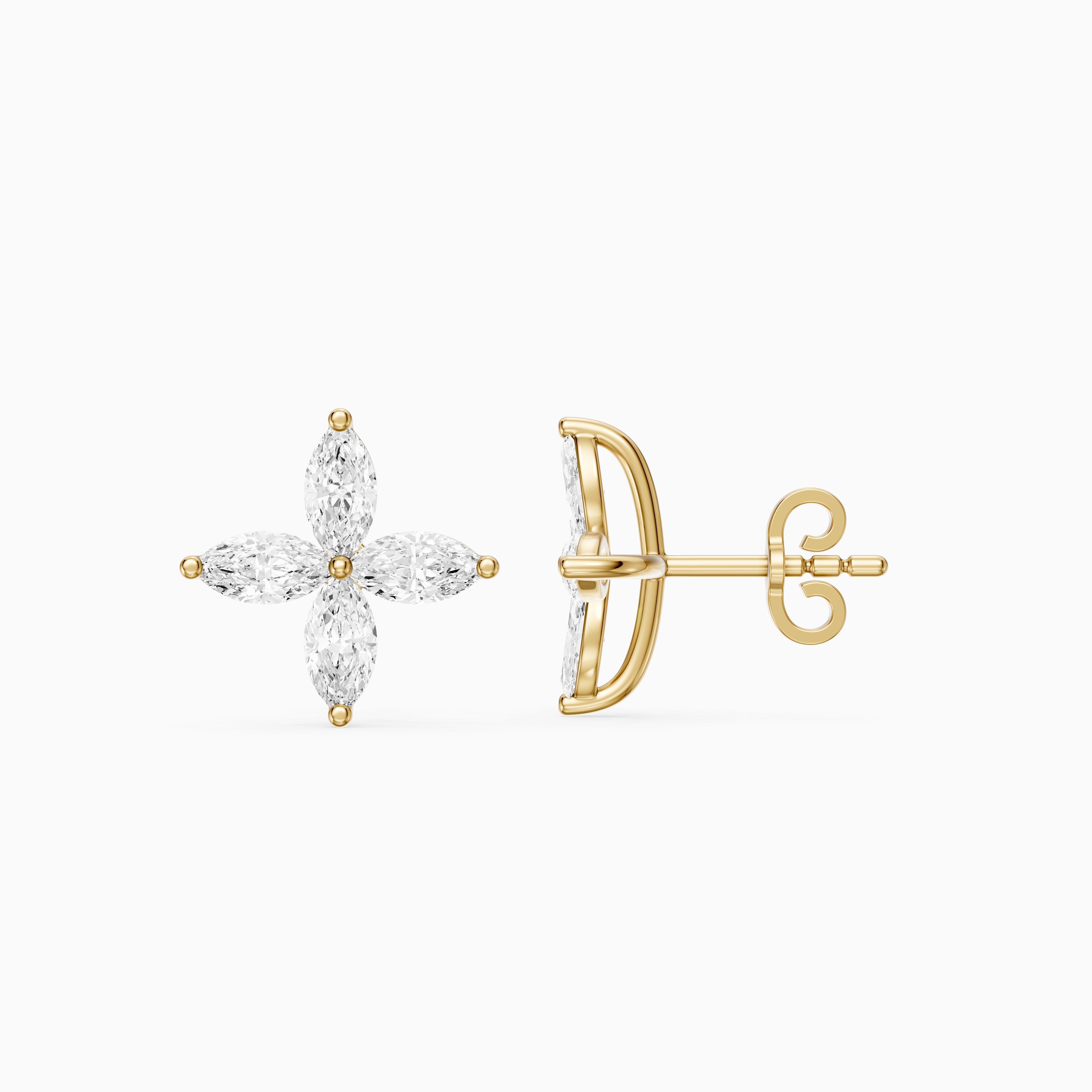 Leire Marquise Cut Lab Grown Diamond Floral Stud Earrings