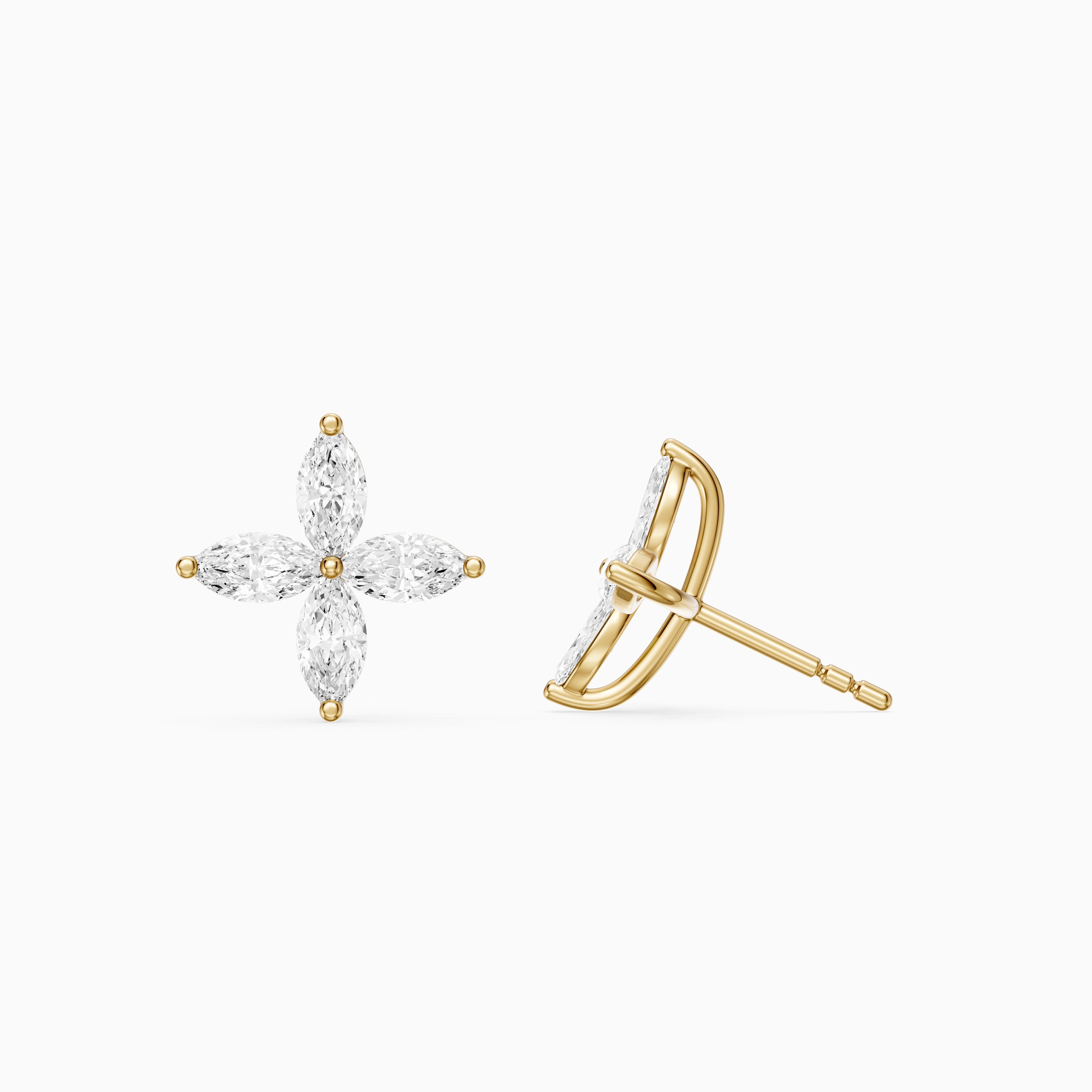 Leire Marquise Cut Lab Grown Diamond Floral Stud Earrings