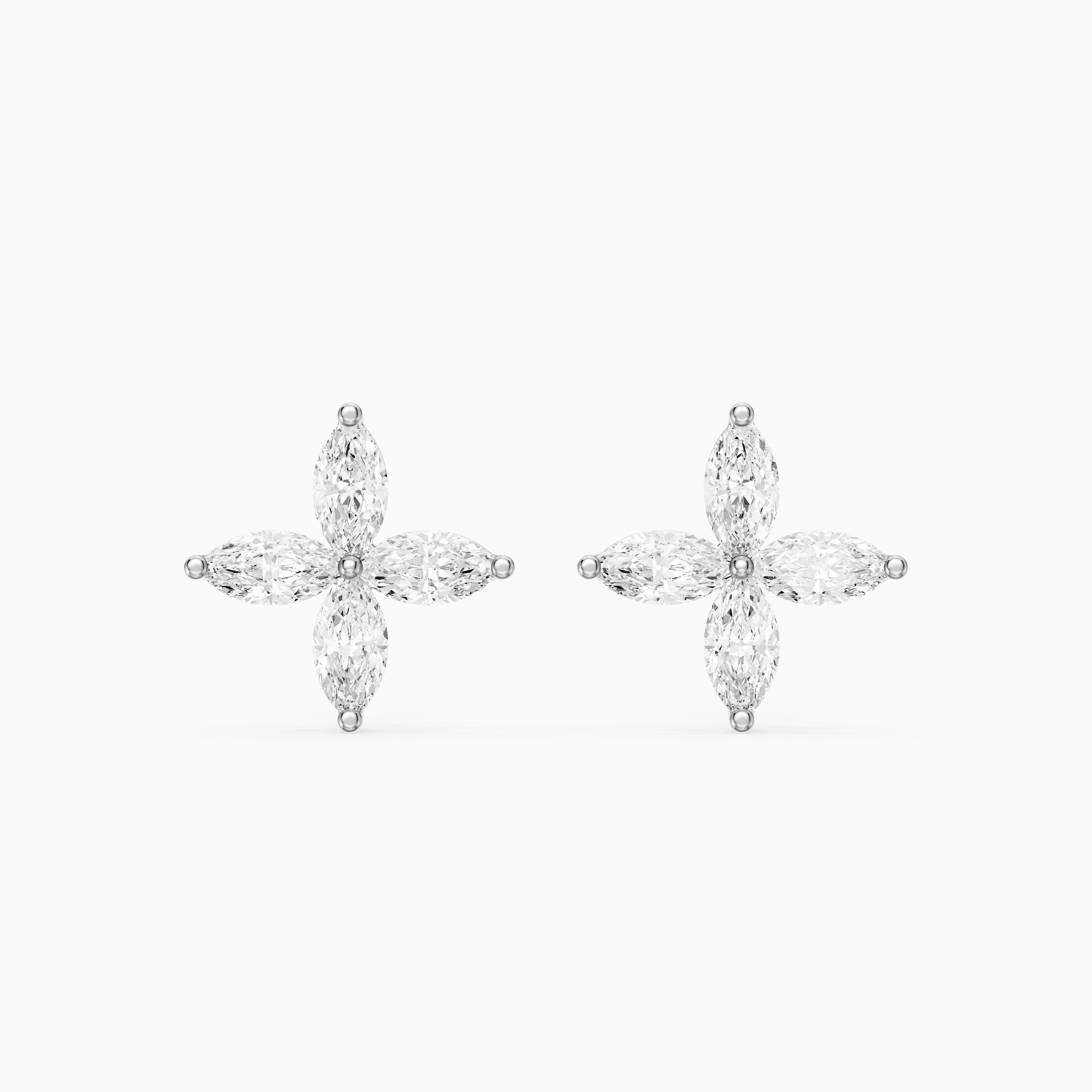 Leire Marquise Cut Lab Grown Diamond Floral Stud Earrings