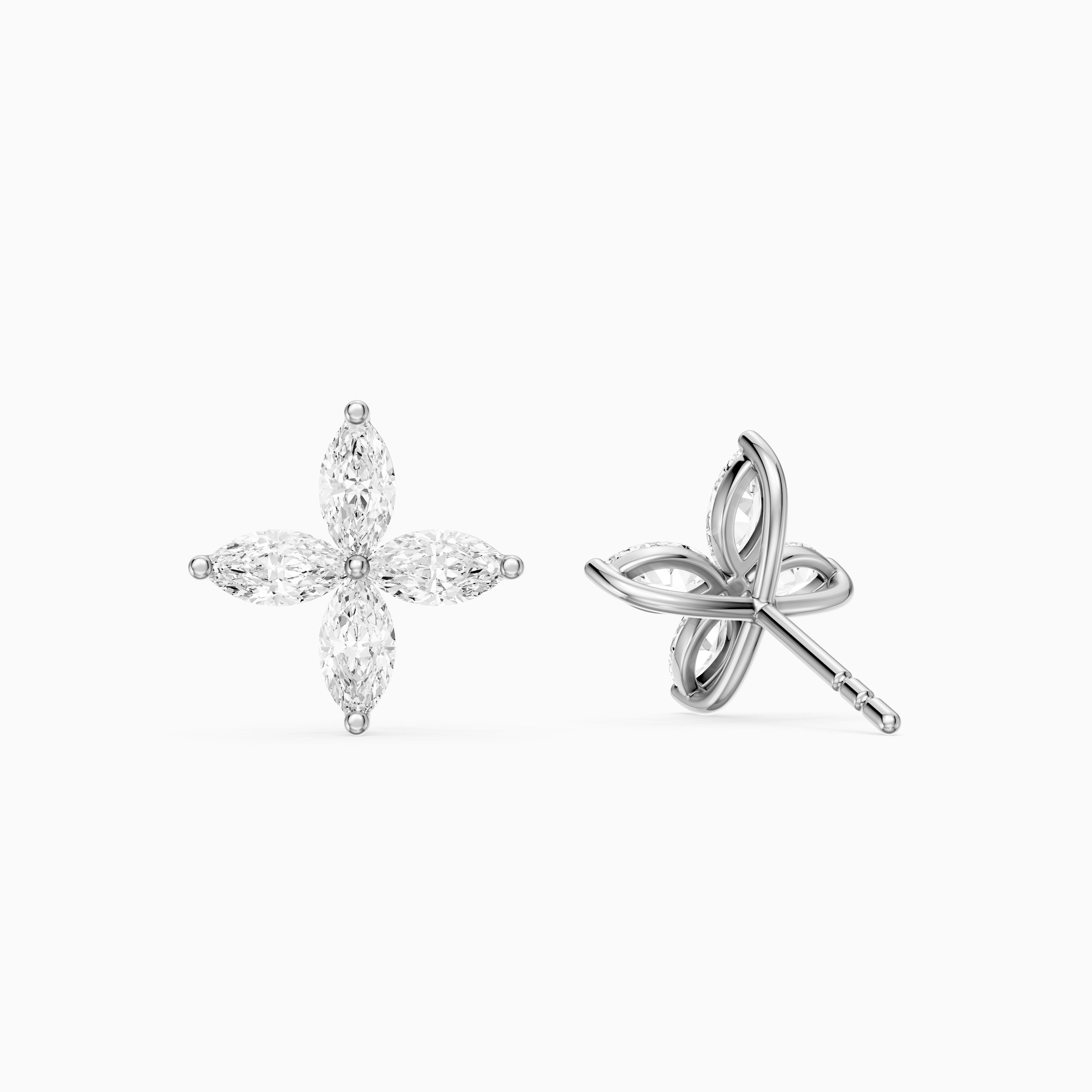 Leire Marquise Cut Lab Grown Diamond Floral Stud Earrings