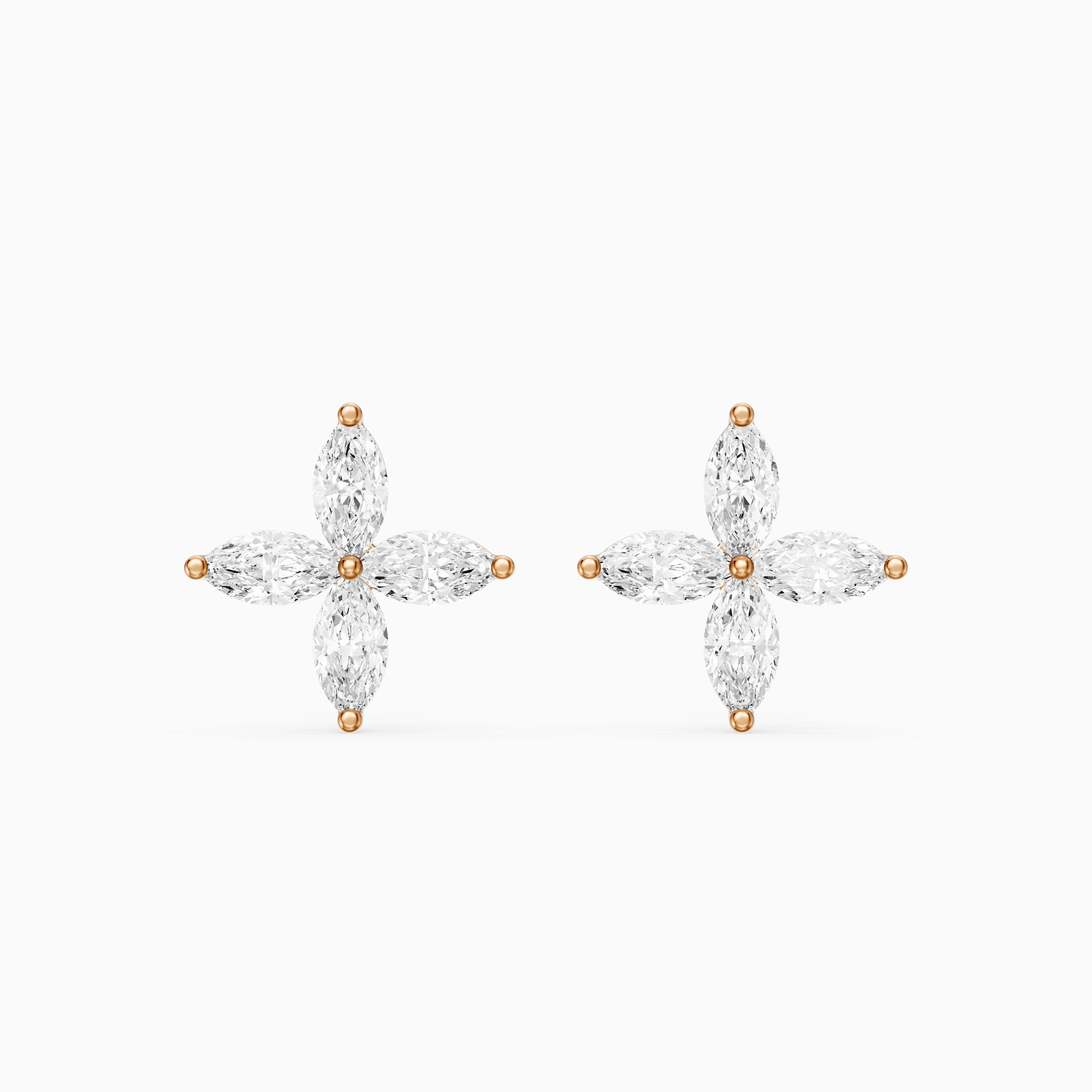 Leire Marquise Cut Lab Grown Diamond Floral Stud Earrings