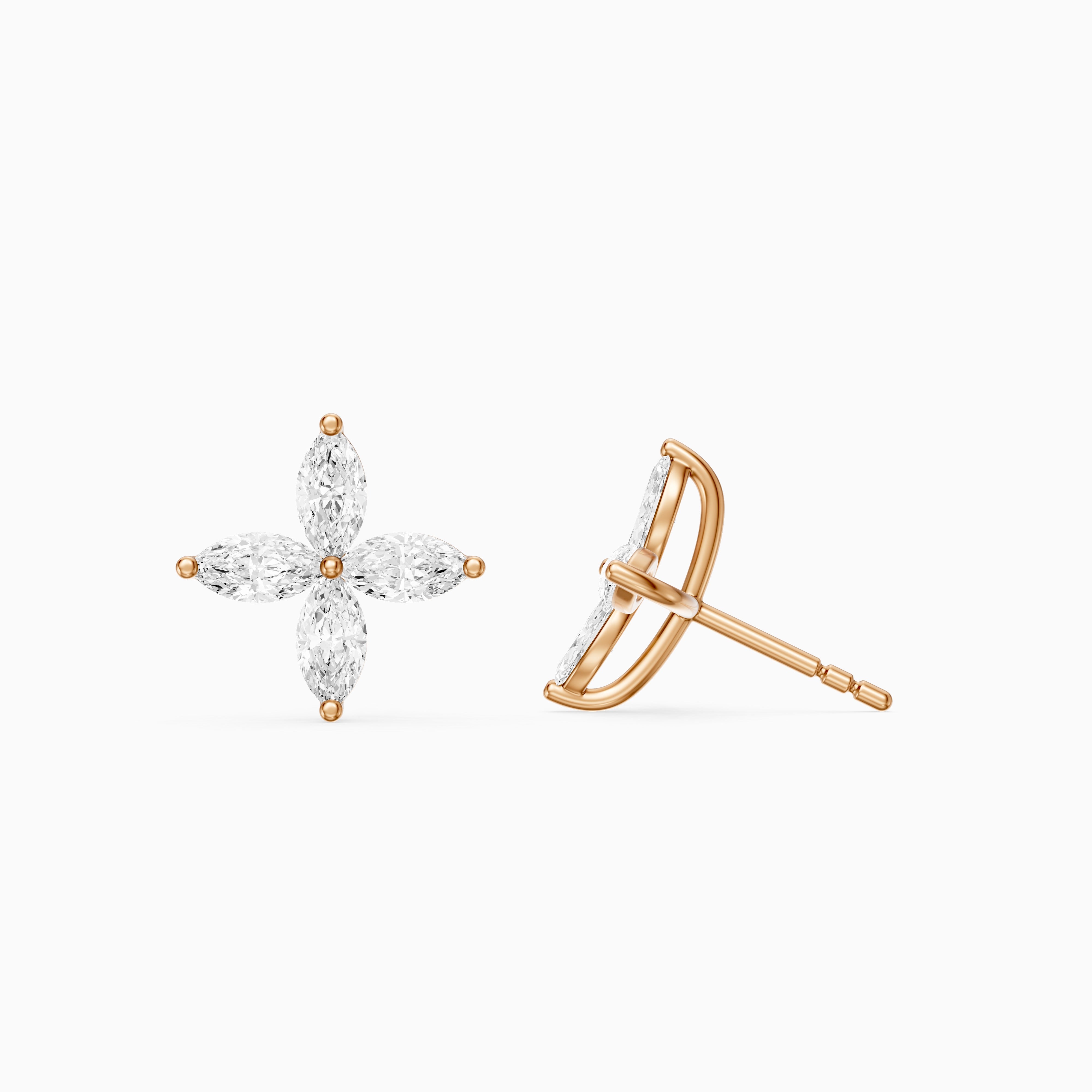 Leire Marquise Cut Lab Grown Diamond Floral Stud Earrings