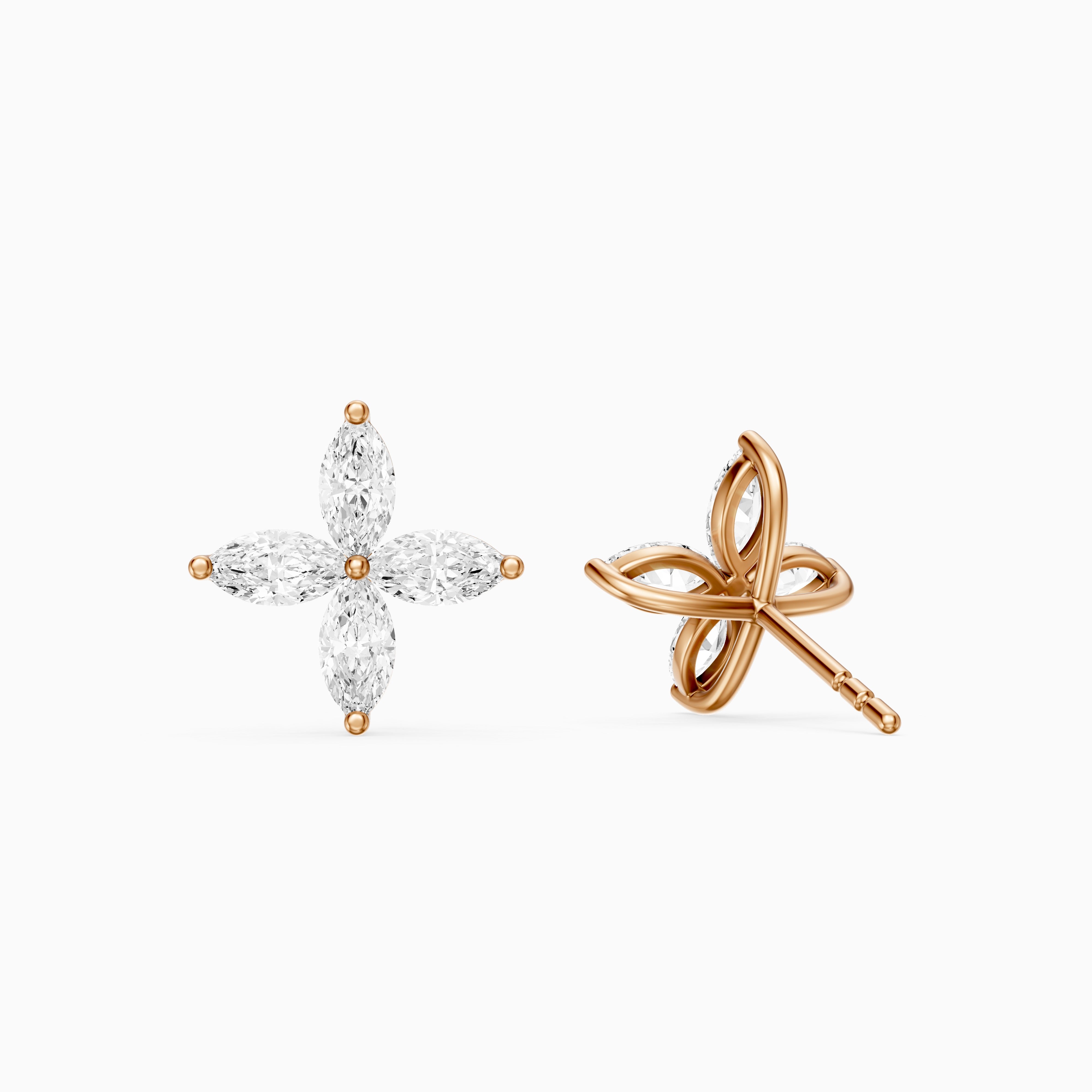 Leire Marquise Cut Lab Grown Diamond Floral Stud Earrings