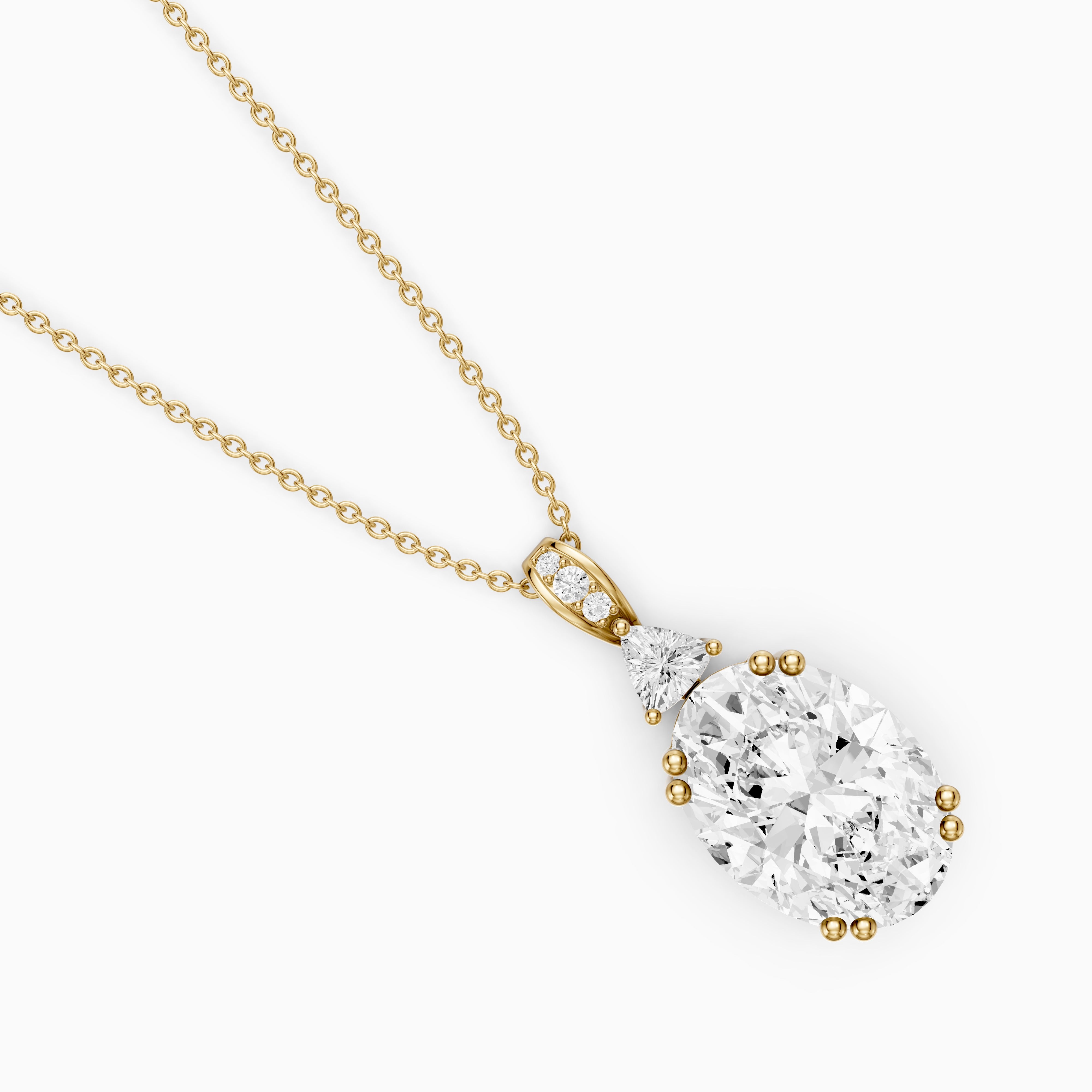 Josephine Oval Cut Lab Grown Diamond Solitaire Pendant Necklace