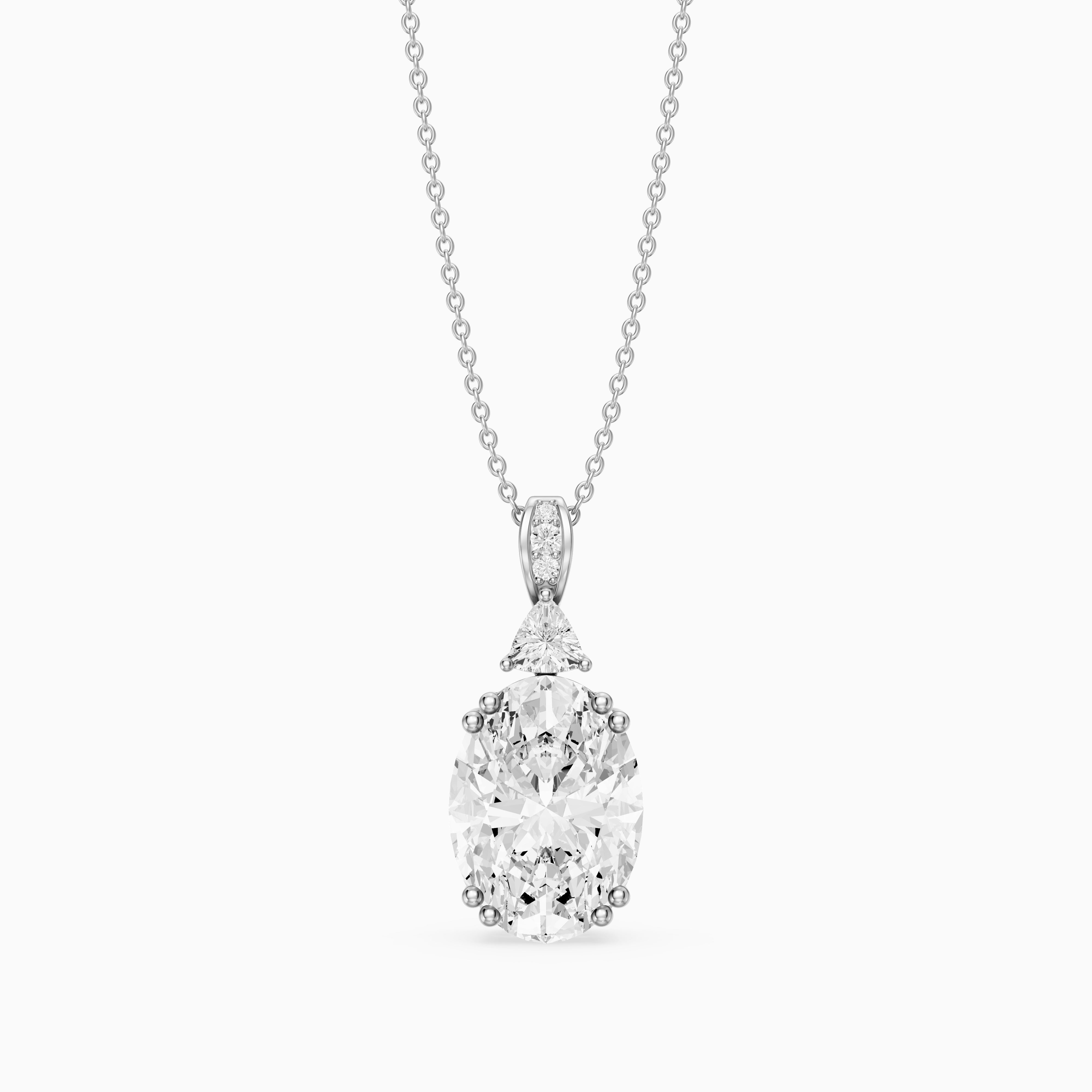Josephine Oval Cut Lab Grown Diamond Solitaire Pendant Necklace
