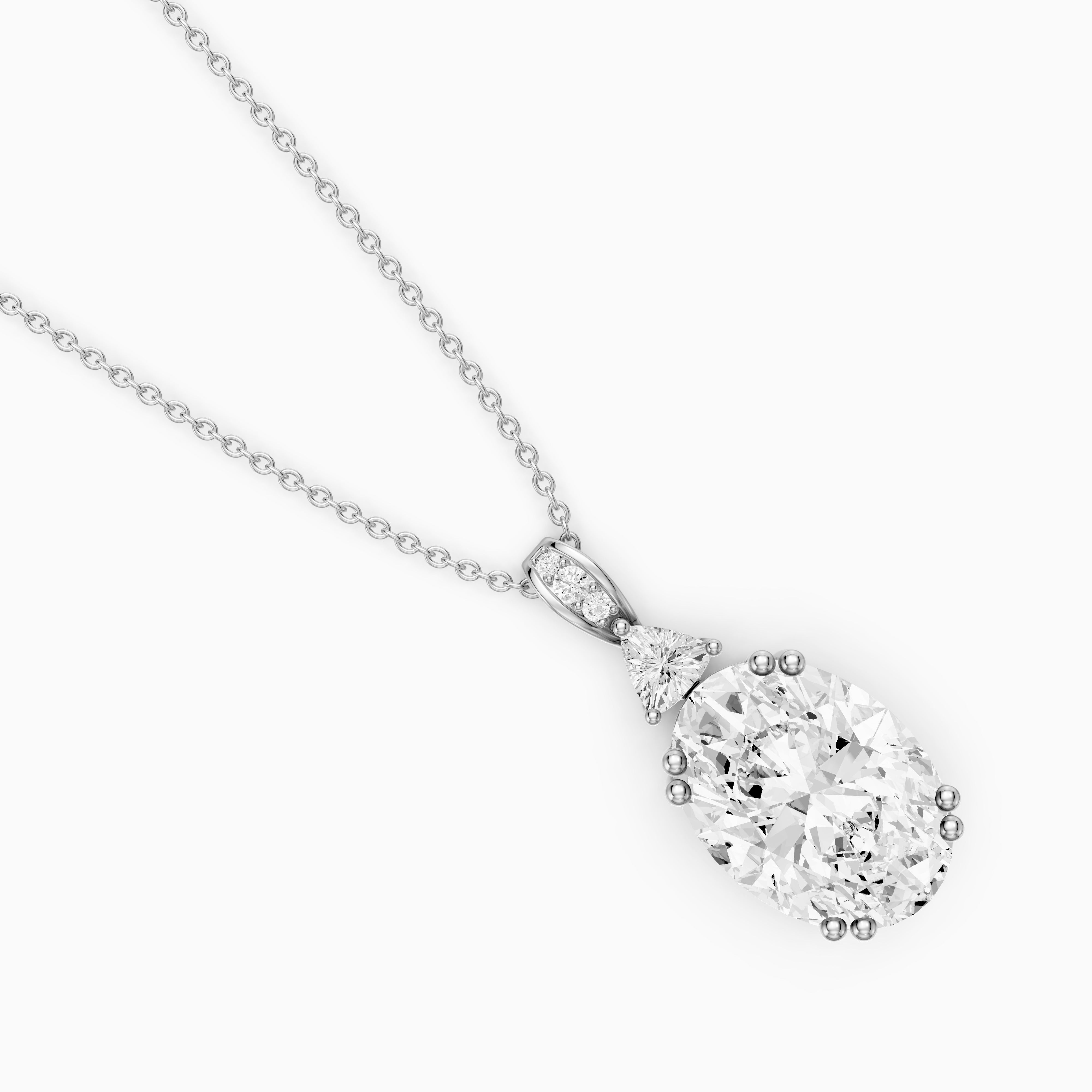 Josephine Oval Cut Lab Grown Diamond Solitaire Pendant Necklace