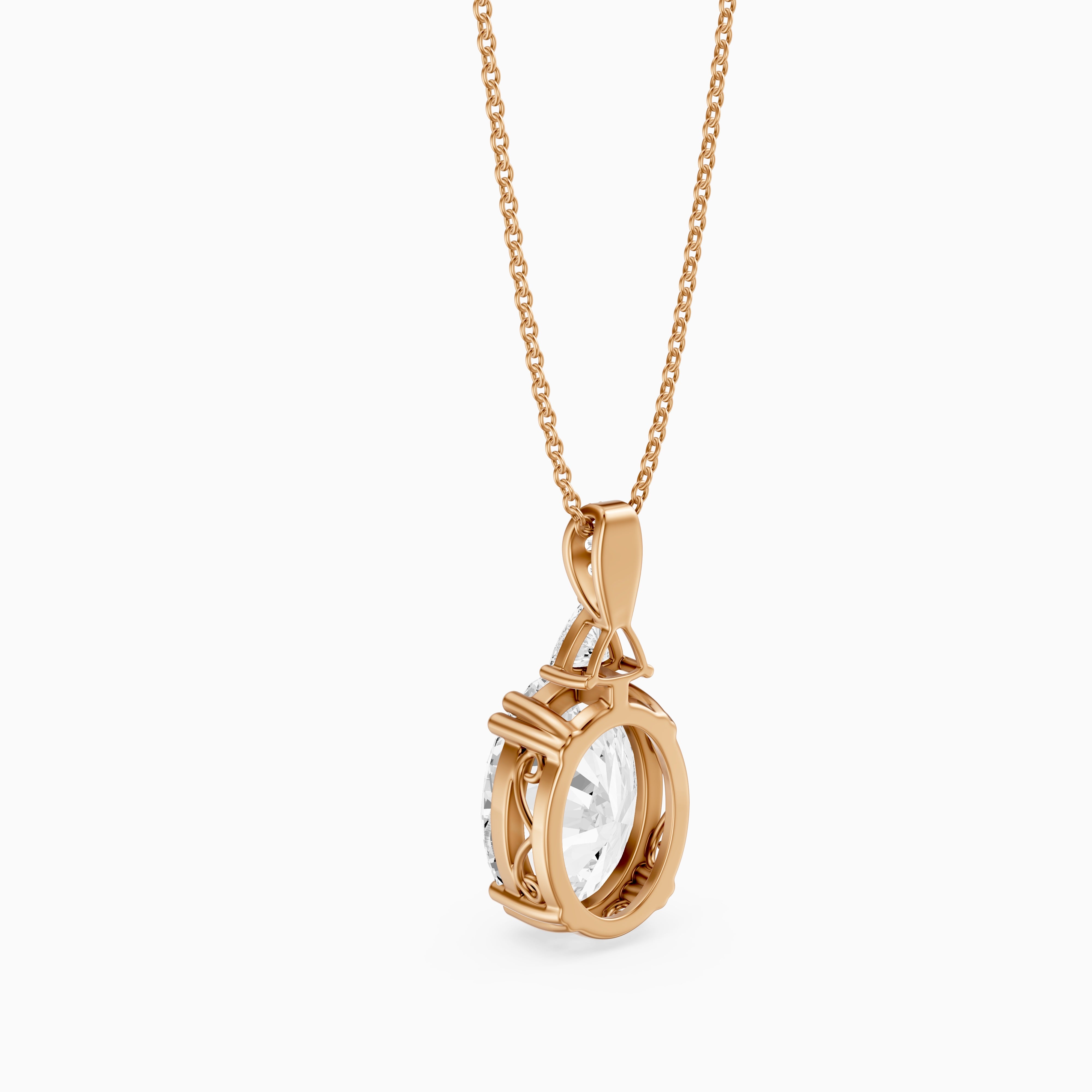 Josephine Oval Cut Lab Grown Diamond Solitaire Pendant Necklace