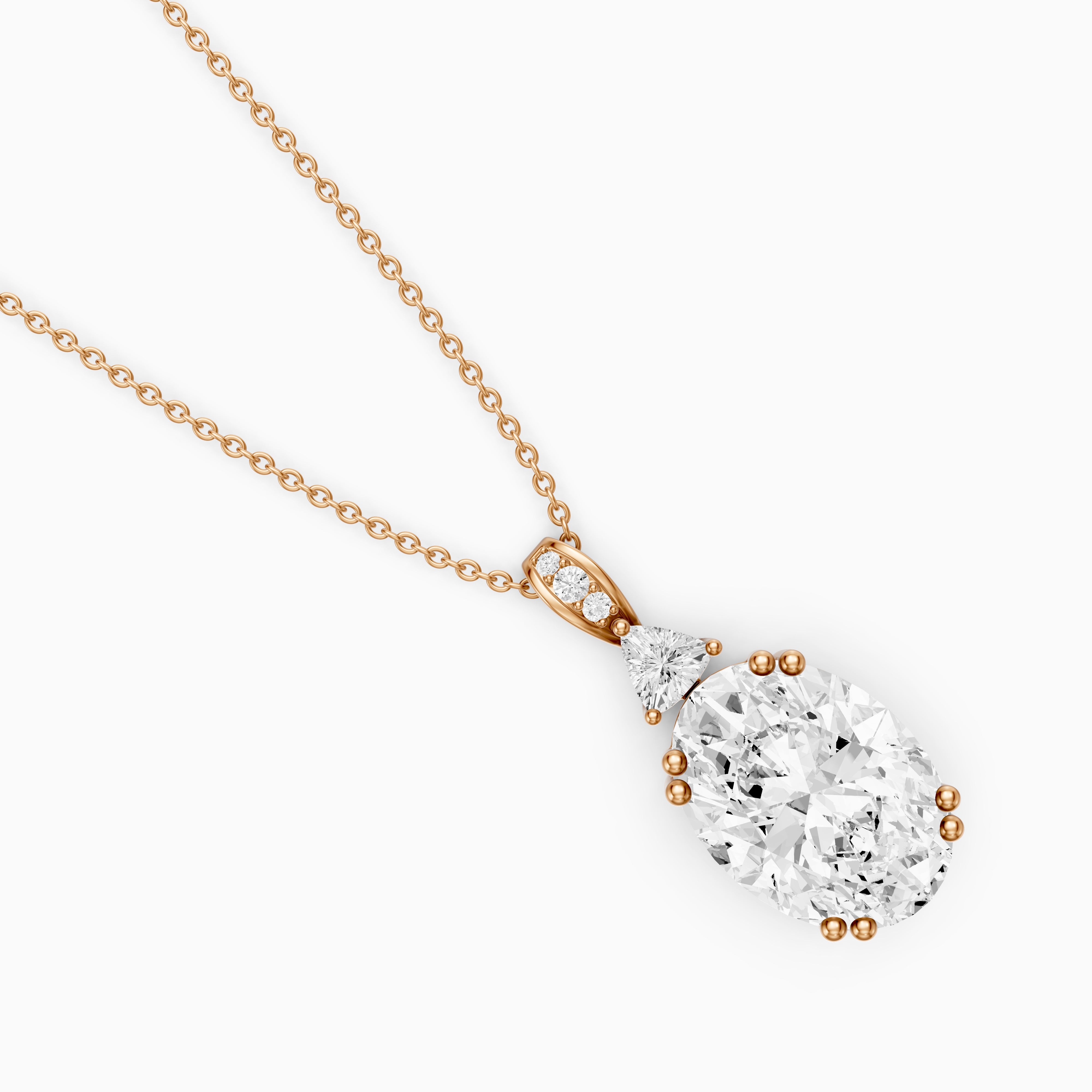 Josephine Oval Cut Lab Grown Diamond Solitaire Pendant Necklace
