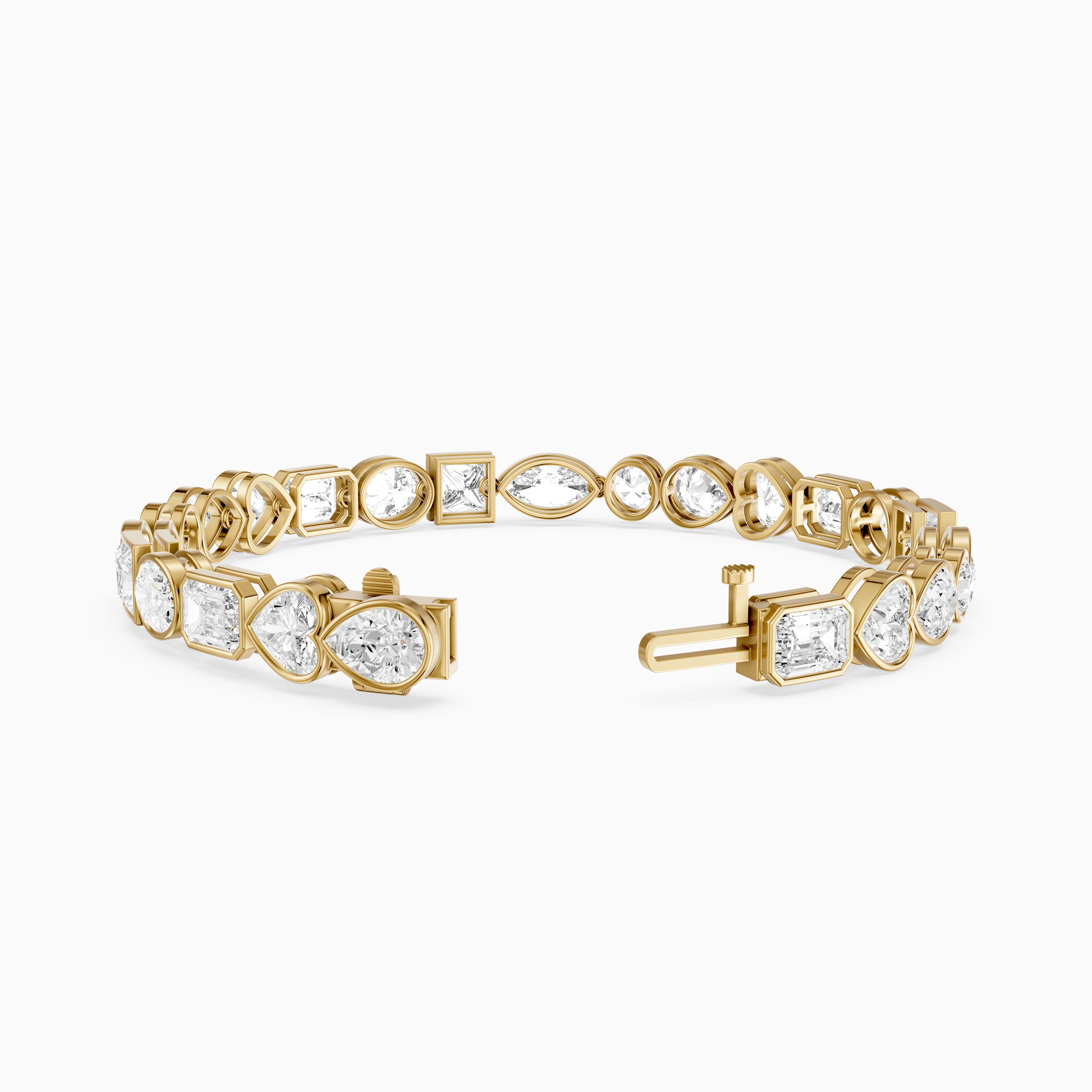 Ily Multi Shape Lab Grown Diamond Bezel Tennis Bracelet