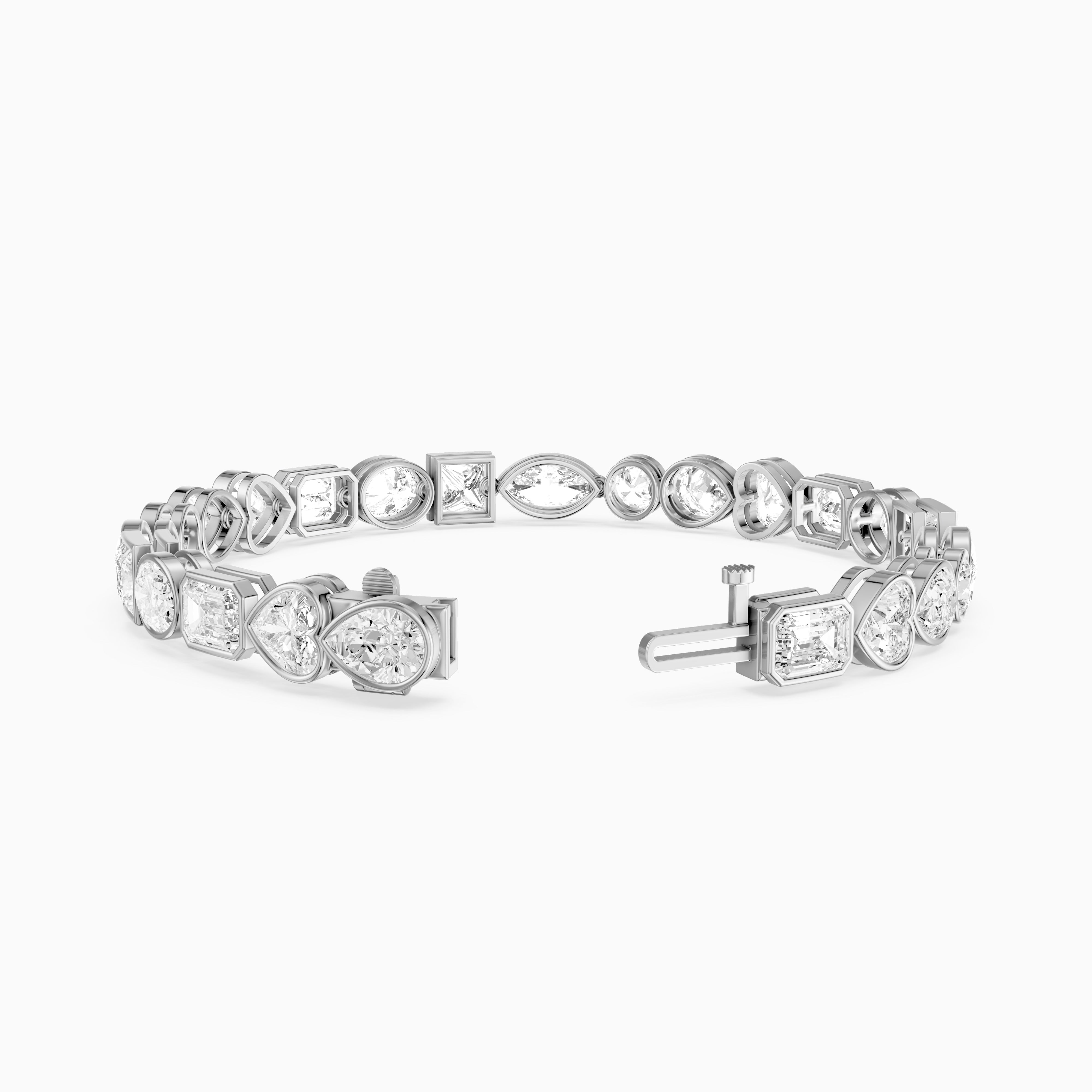 Ily Multi Shape Lab Grown Diamond Bezel Tennis Bracelet