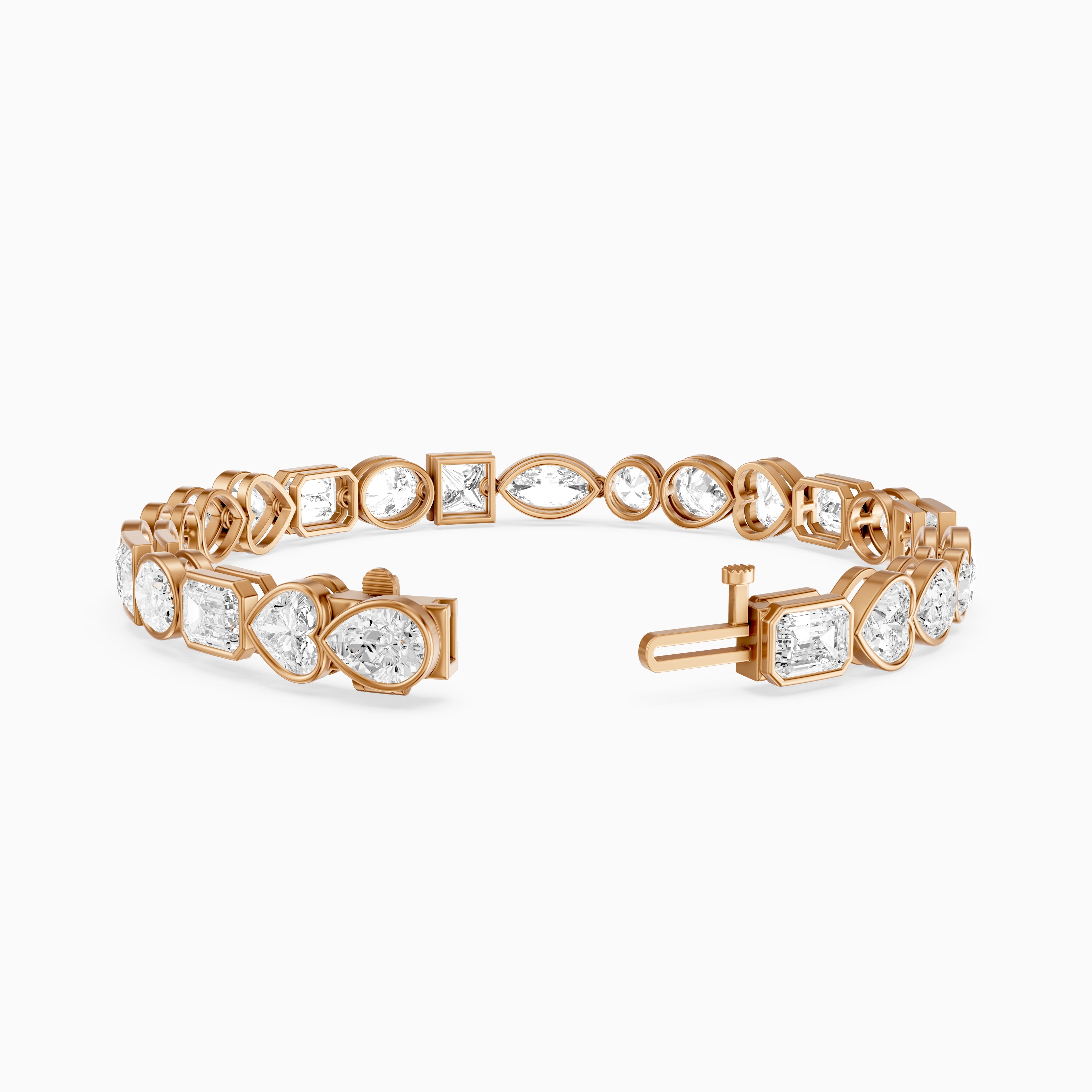 Ily Multi Shape Lab Grown Diamond Bezel Tennis Bracelet