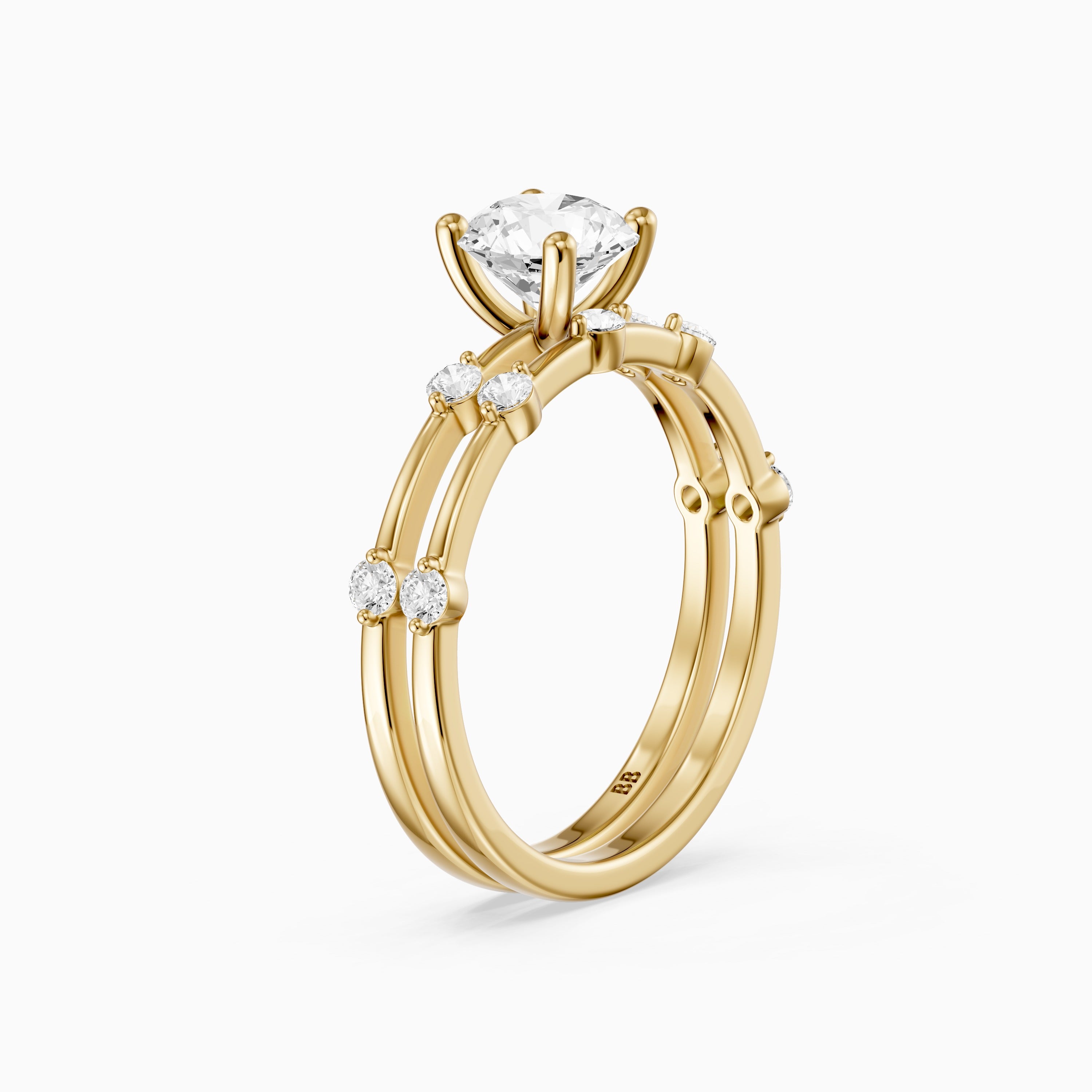 Ivone Round Lab Grown Diamond Station Accent Bridal Set